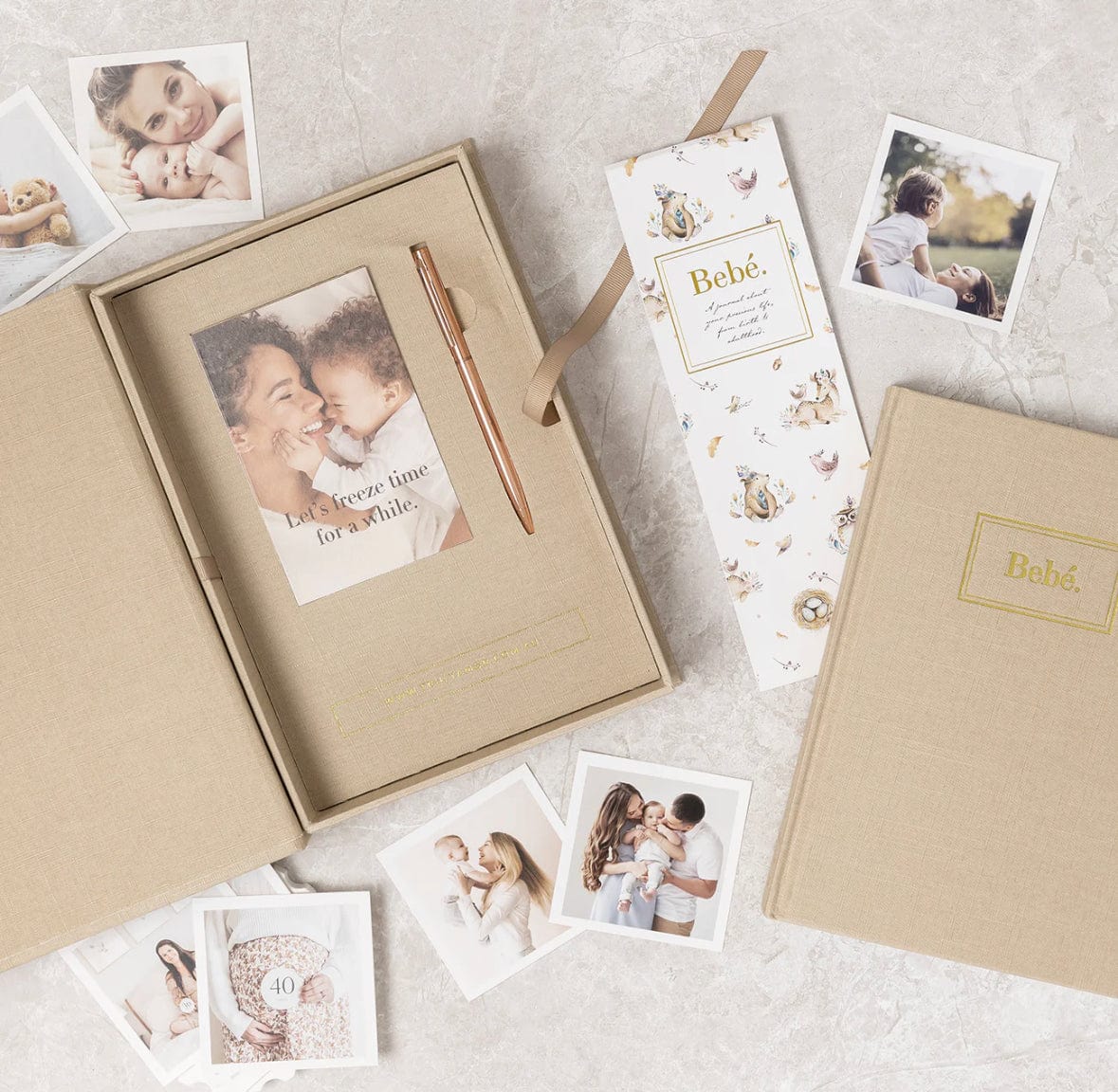 Bebe Baby Book with Keepsake Box and Pen in 3 Colours mocha by Truly Amor