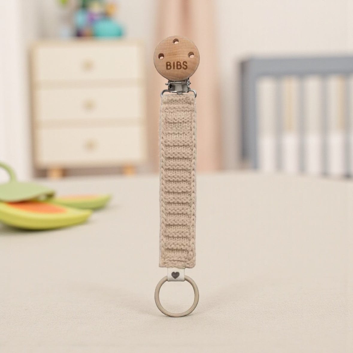 Bibs Knitted Dummy Clip in Vanilla Colour by Bibs