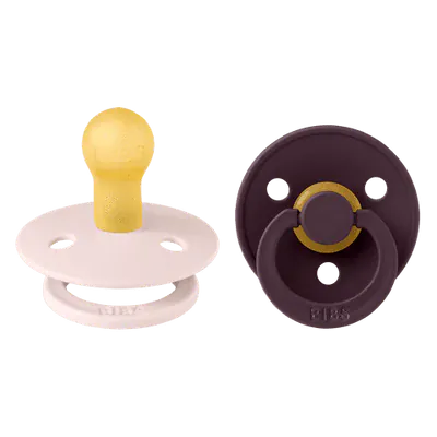 BIBS Round Latex Dummy (2 Pack) – Size 1 (0+ Months) Petal/Plum by Bibs