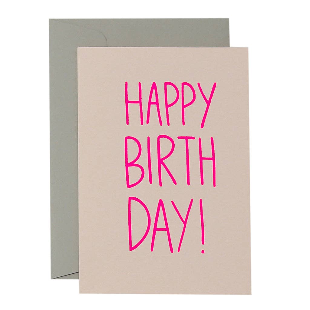 BIRTHDAY WISHES - various colours: Neon pink on blush card by Me & Amber