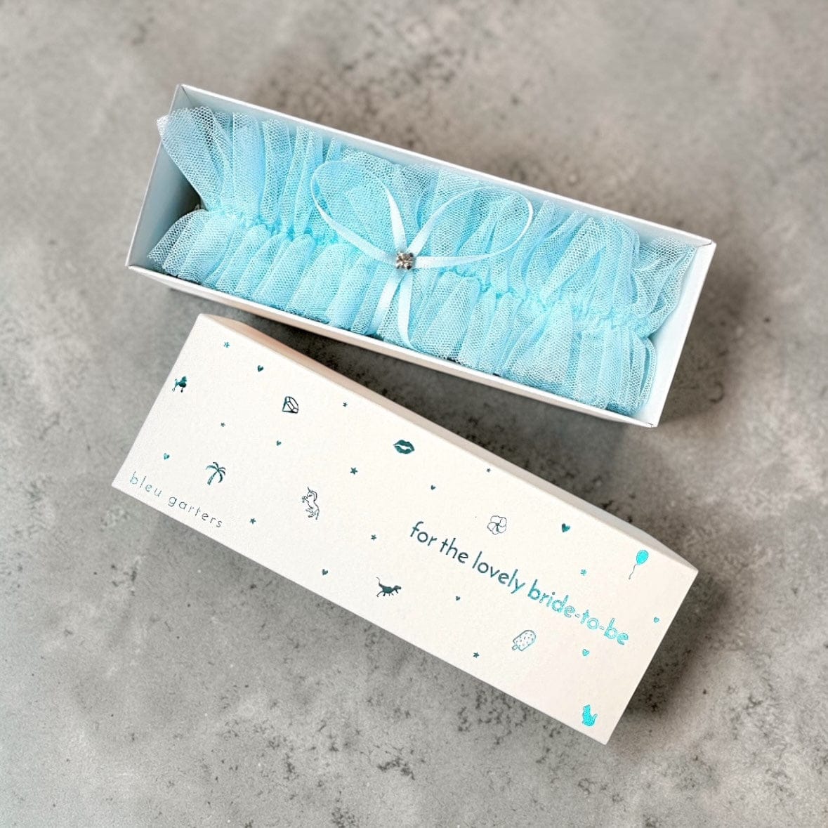 Blue Garters Blue Tulle Bridal Garter – Satin Bow & Crystal Detail by Bleu Garters