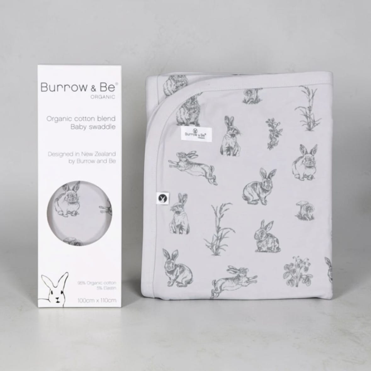 Burrow & Be Stretchy Baby Swaddle – Grey Burrowers by Burrow & Be Australia