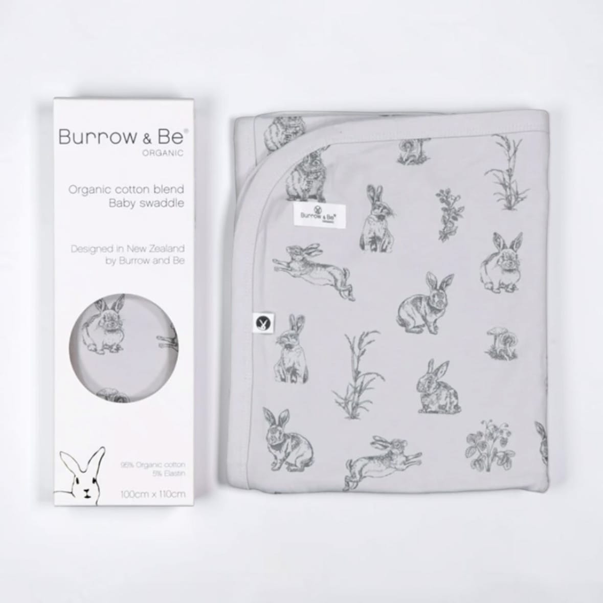 Burrow & Be Stretchy Baby Swaddle – Grey Burrowers by Burrow & Be Australia