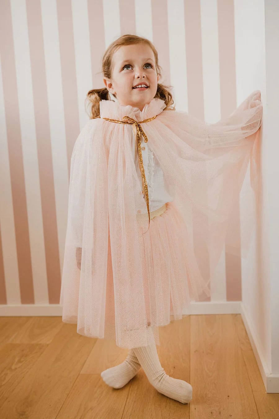 Cape - Soft pink with gold polka dots by Luciole et Petit Pois