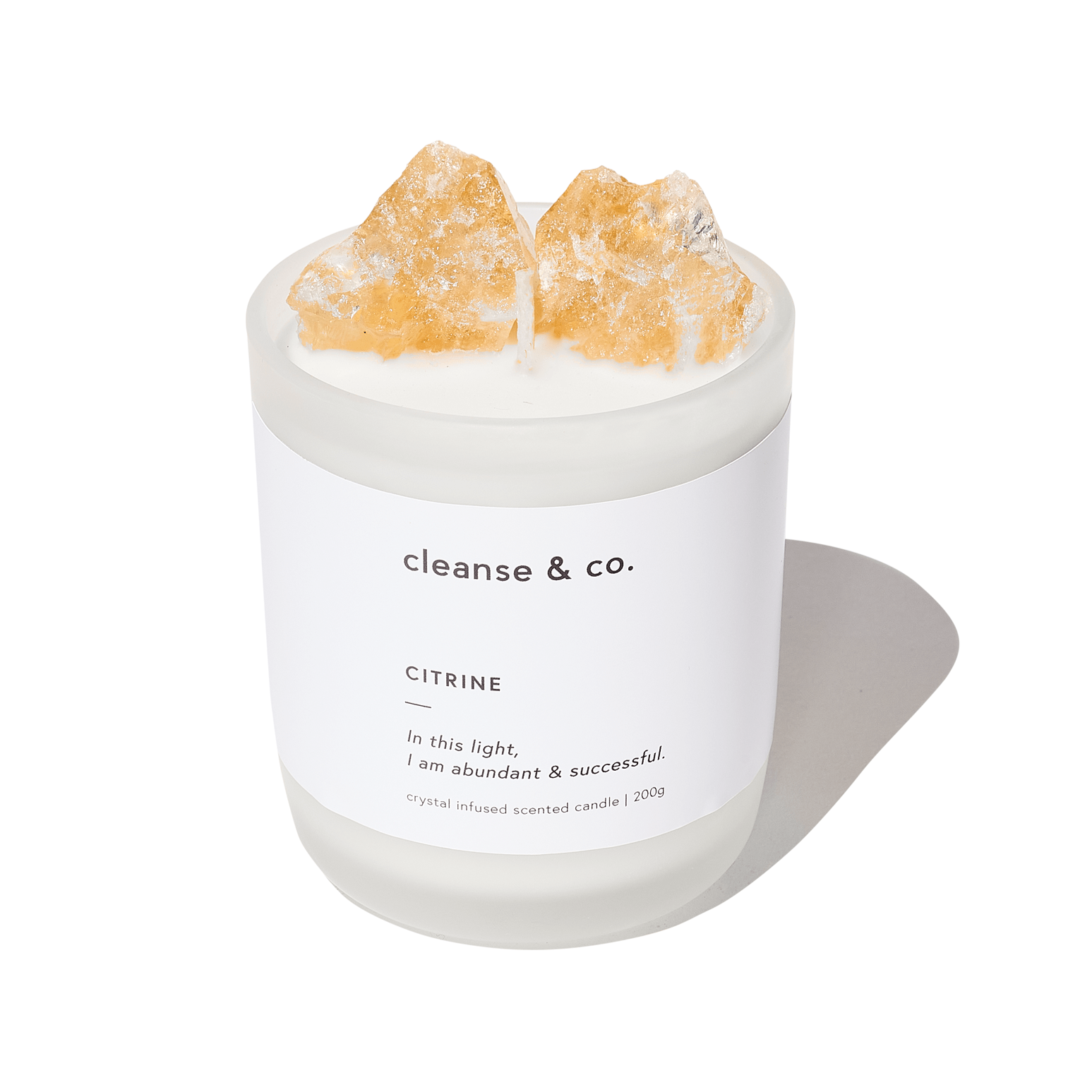 citrine crystal candle by Cleanse & Co.