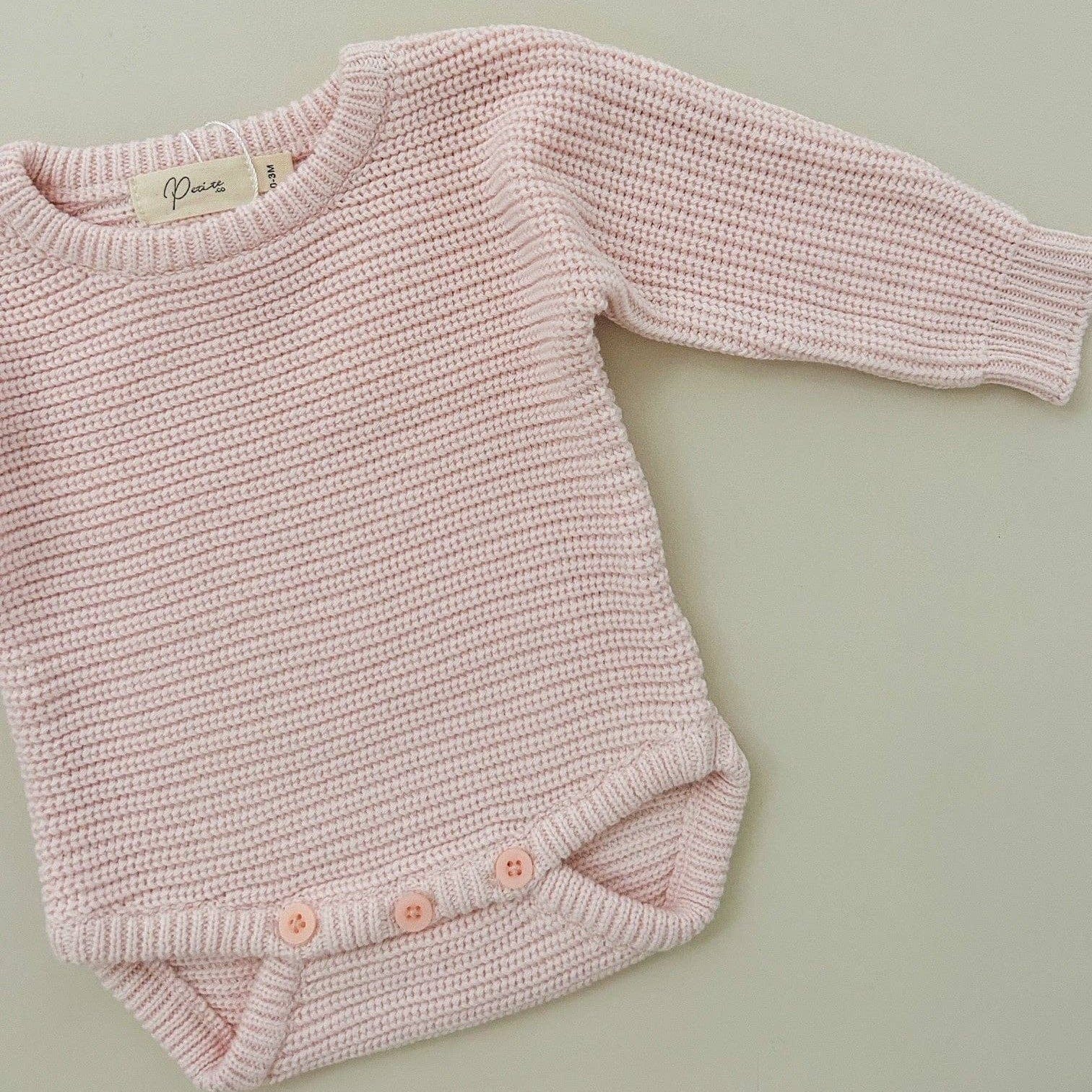 CLASSIC RIBBED ROMPER - BABY PINK NB 0000 by Petite + Co