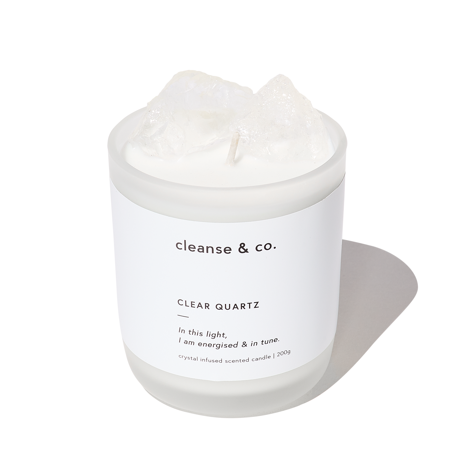 clear quartz crystal candle. 200g by Cleanse & co