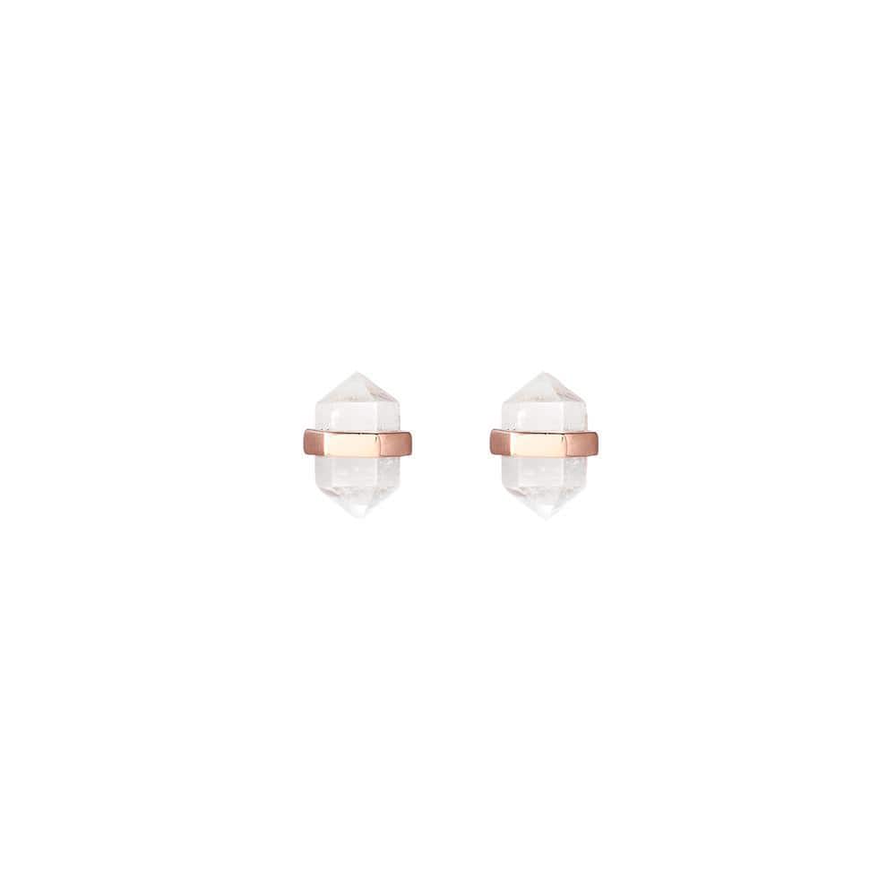 clear quartz studs 24K Rose Gold Plated by Krystle Knight