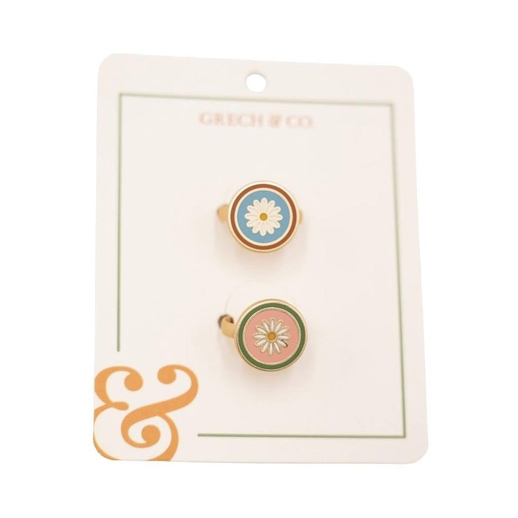 Enamel Rings-Kids set of 2 pairs - Flower: One-size by GRECH & CO.