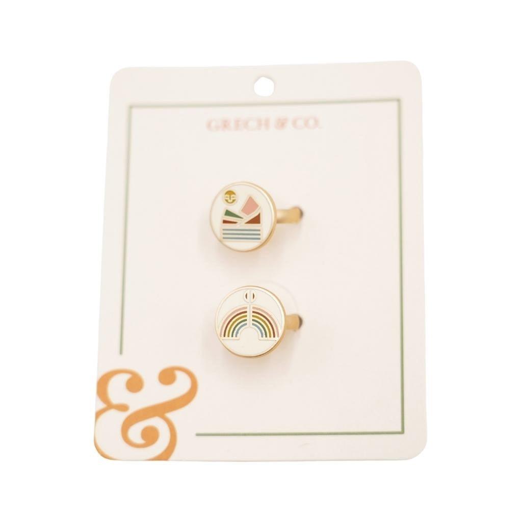 Enamel Rings-Kids set of 2 pairs - Landscape+Rainbow: One-size by GRECH & CO.