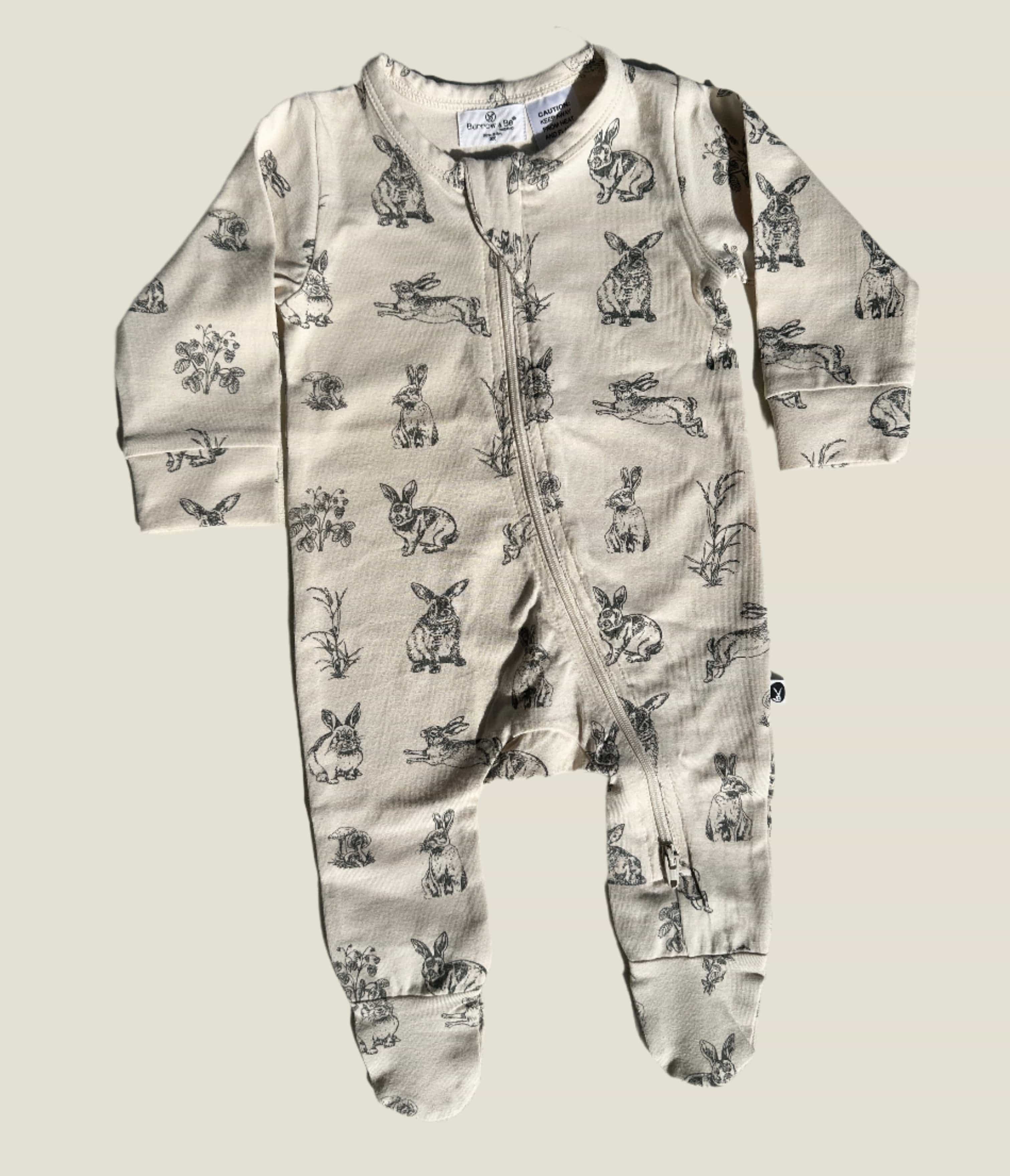 Essentials Baby Zip Suit: Almond Burrowers 0-3m 0-3M by Burrow & Be Australia