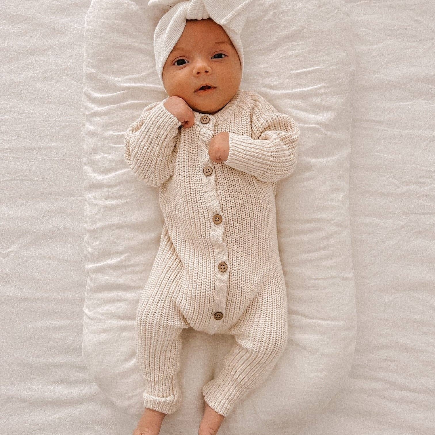 EVERYDAY RIBBED ROMPER | LIGHT BEIGE NEWBORN by Petite + Co