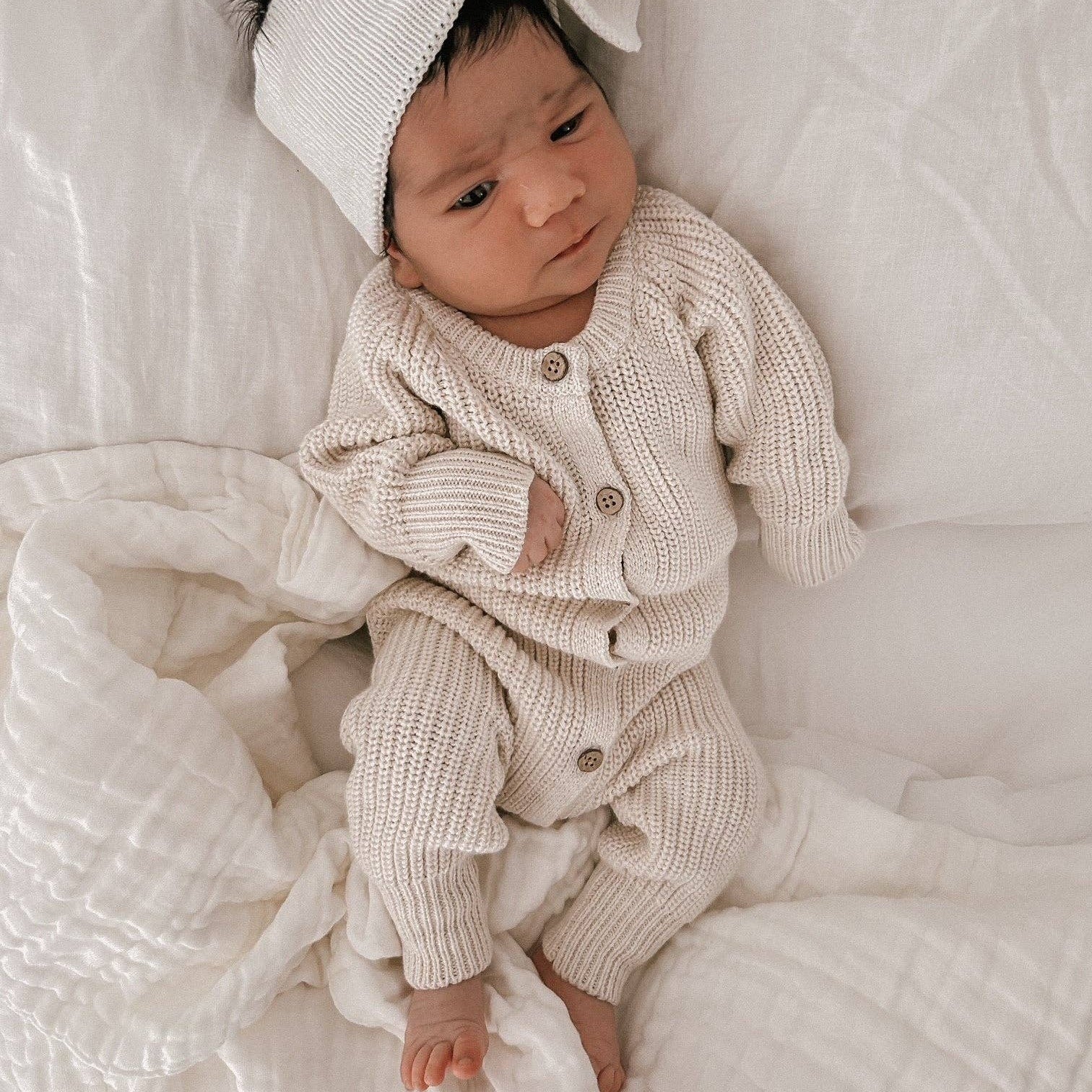 EVERYDAY RIBBED ROMPER | LIGHT BEIGE NEWBORN by Petite + Co