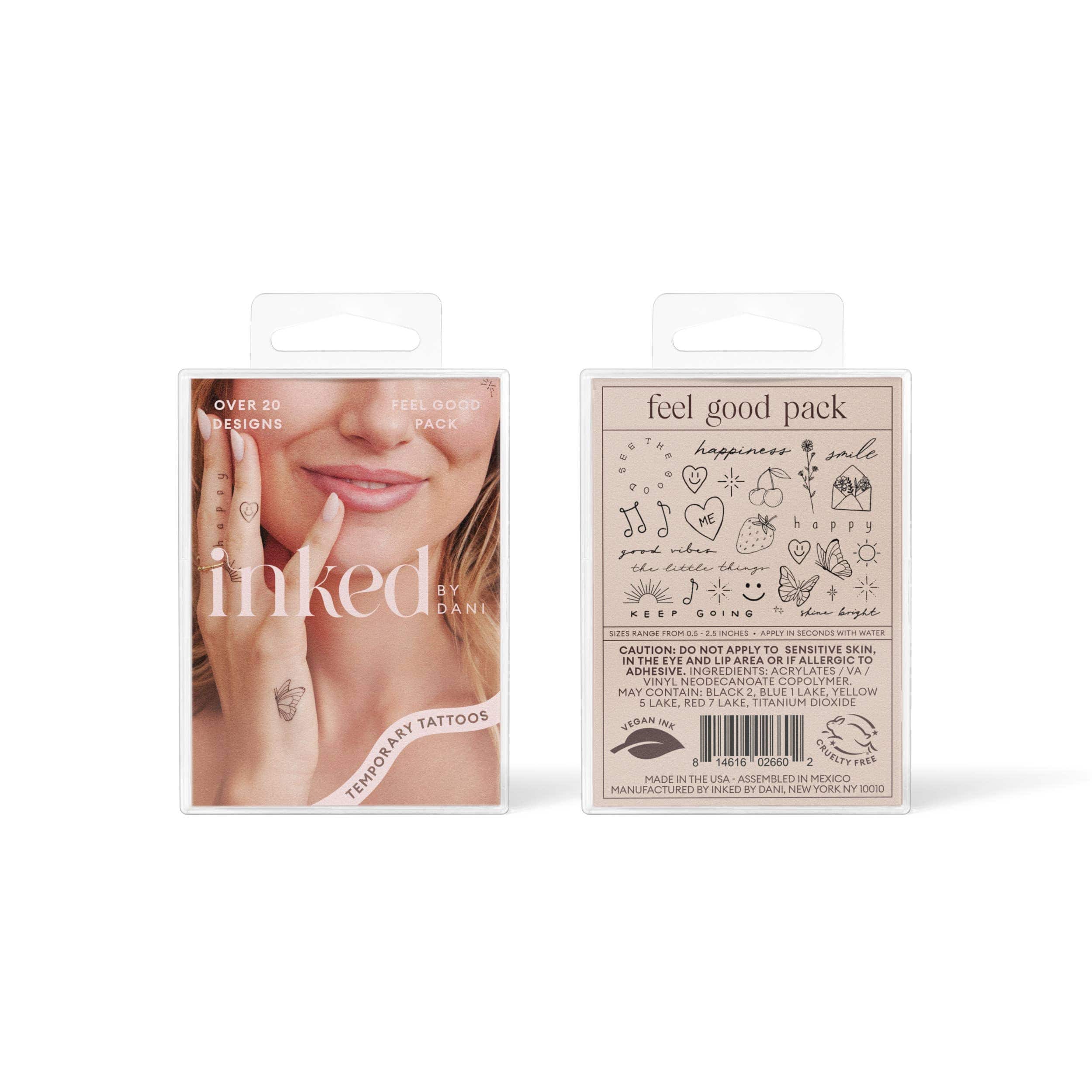 Feel Good Temporary Tattoo Pack by INKED by Dani