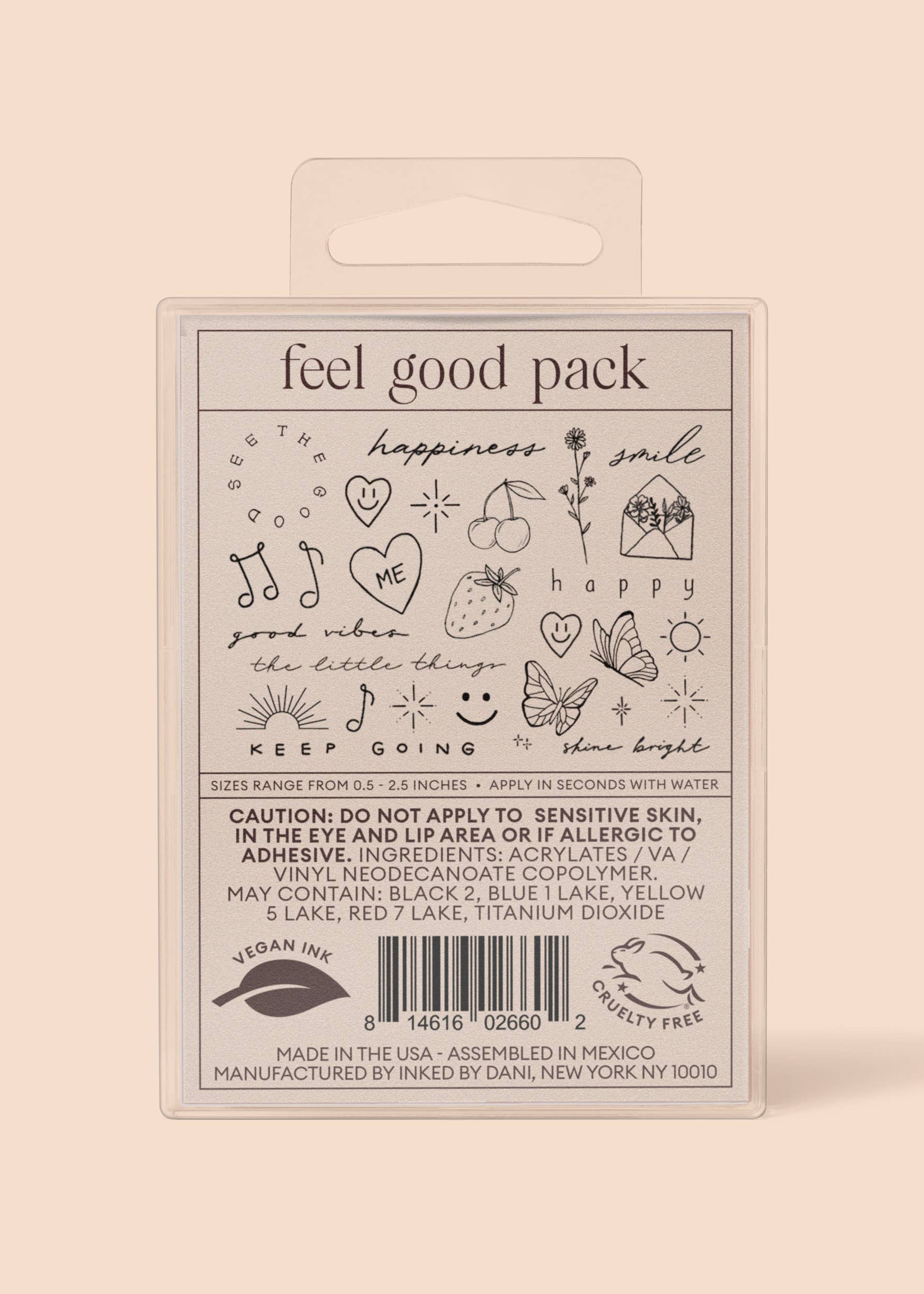 Feel Good Temporary Tattoo Pack by INKED by Dani