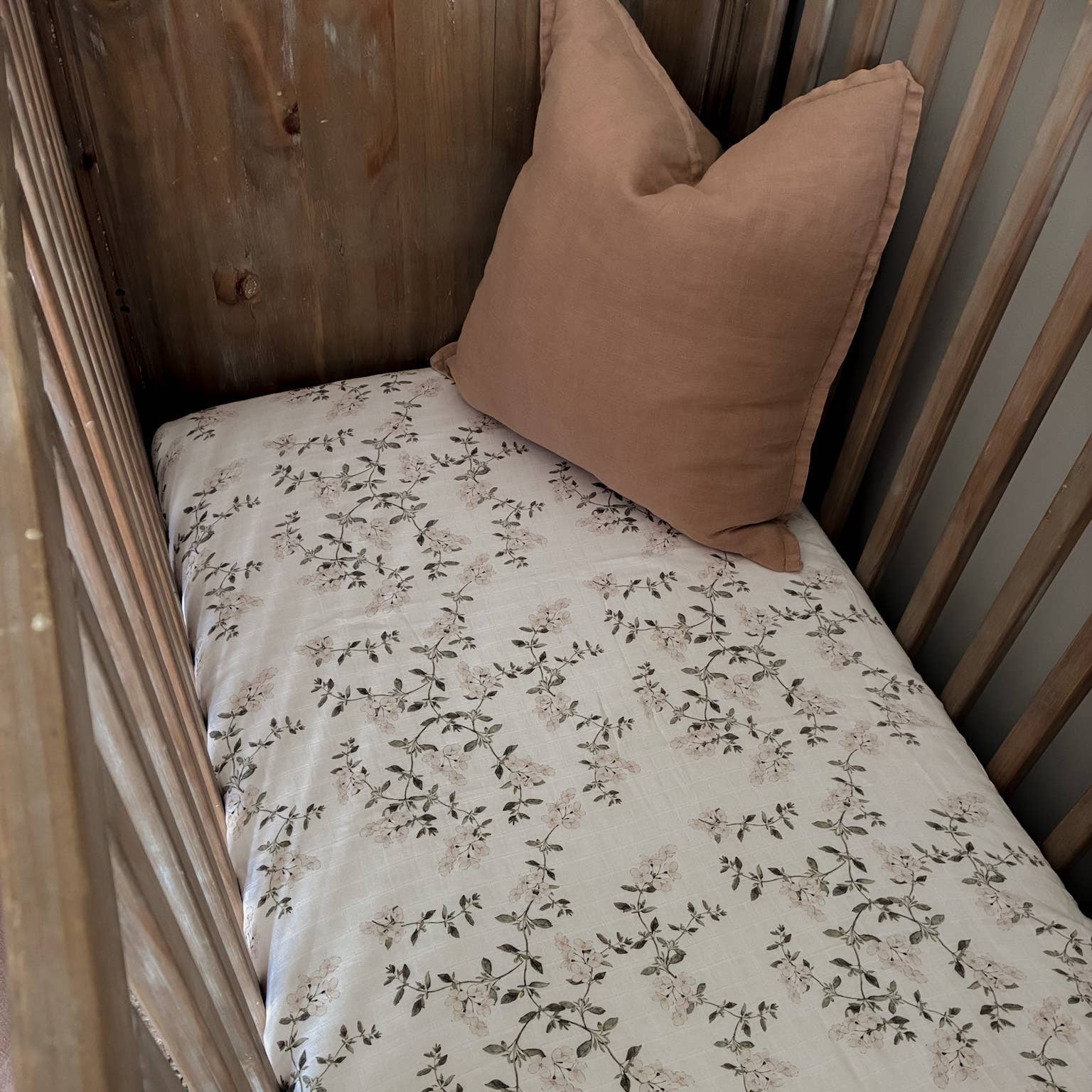 Fleur Blanche Fitted Cot Sheet by Pop Ya Tot