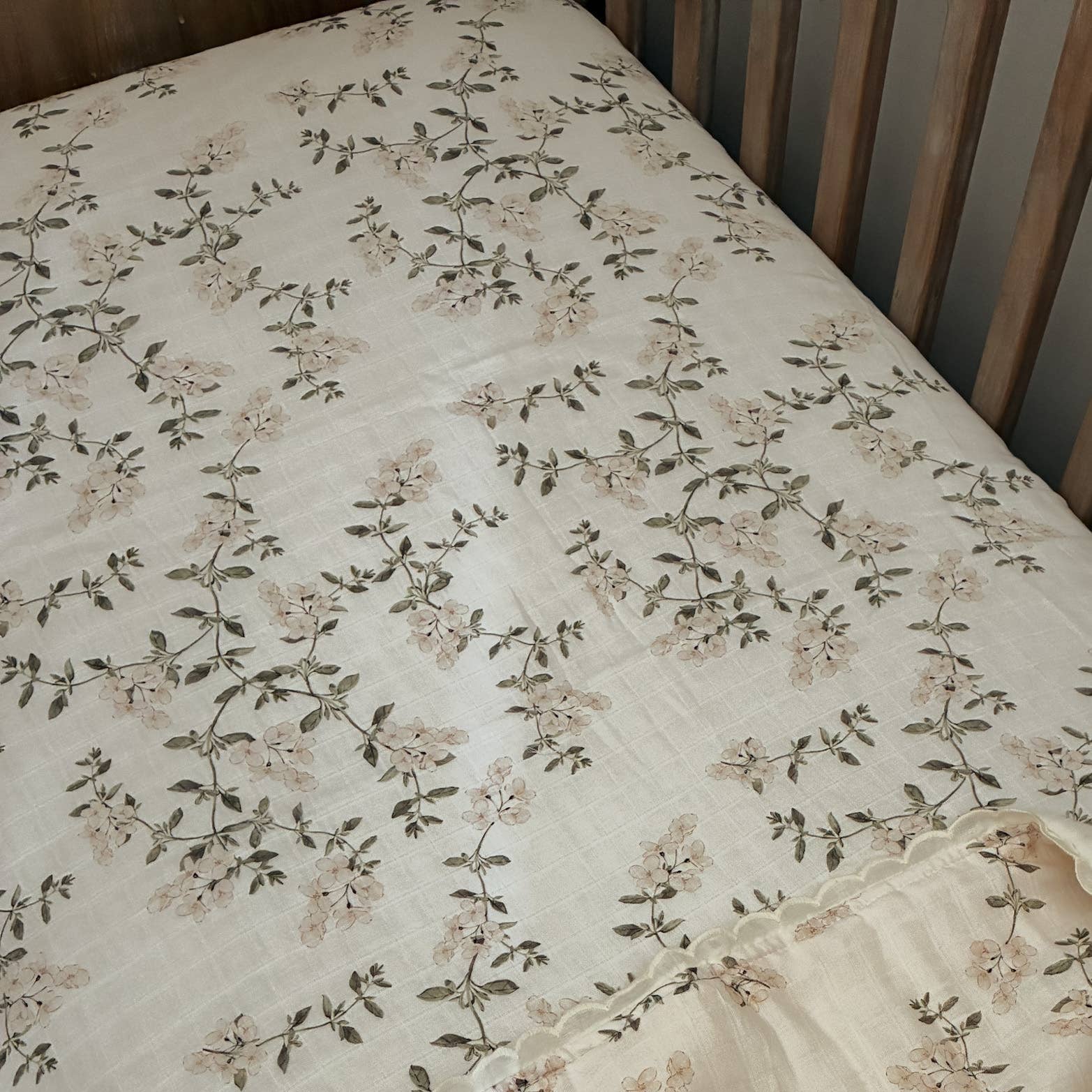 Fleur Blanche Fitted Cot Sheet by Pop Ya Tot