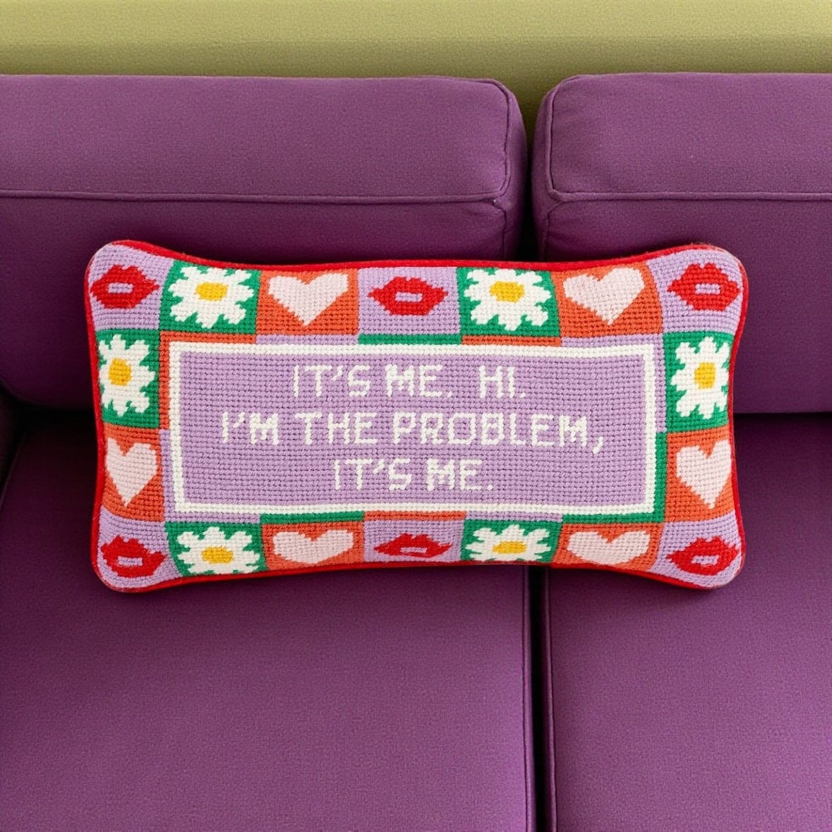 Furbish Studio It's Me Needlepoint Pillow by Furbish Studio