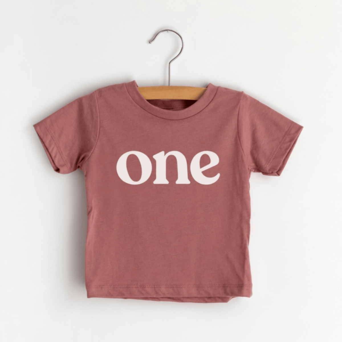 Gladfolk “One” Modern Birthday Tee – Mauve or Olive (12–18 Months) Mauve by Gladfolk