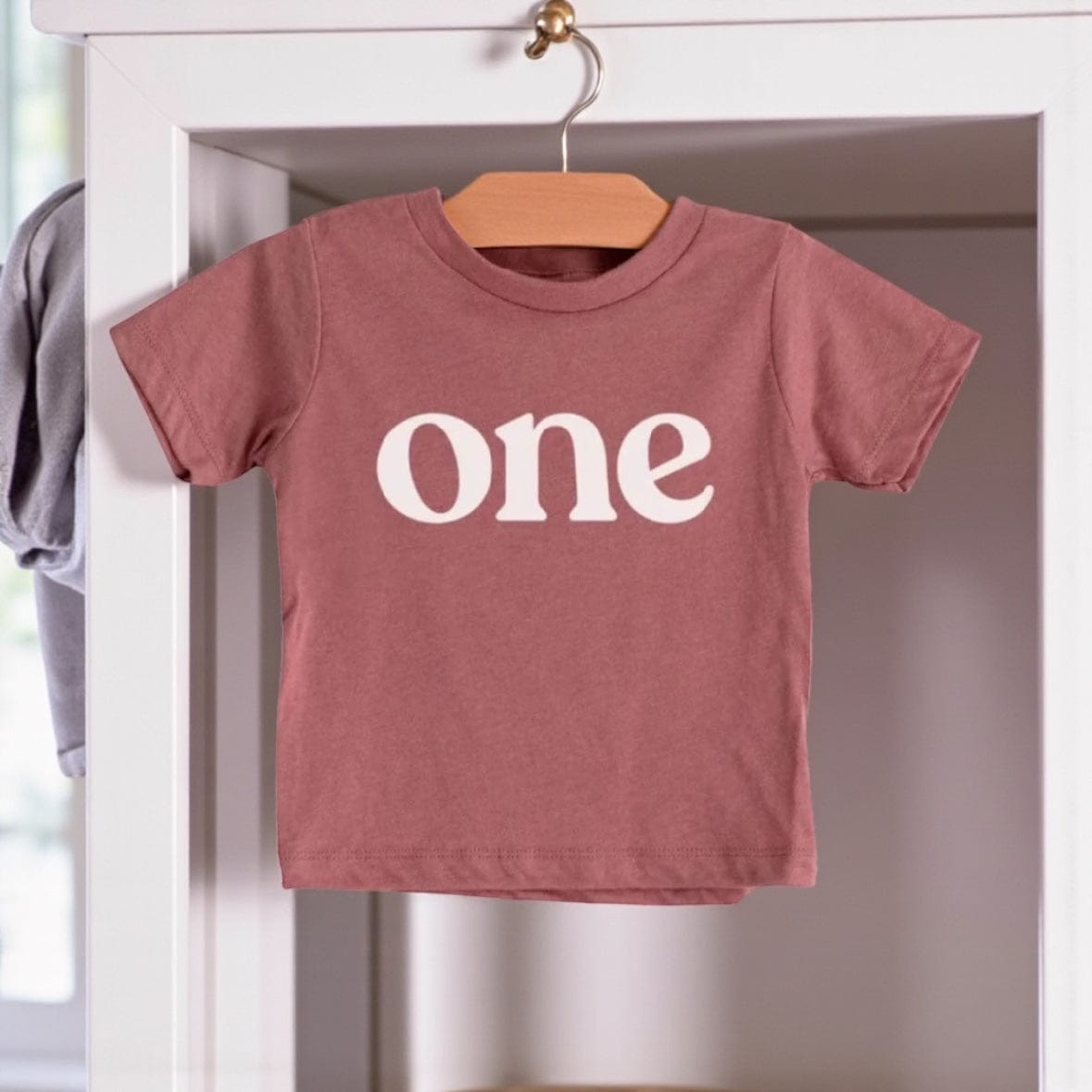 GLADFOLK One Modern Toddler Birthday Tee -  Mauve or Olive Mauve by Gladfolk