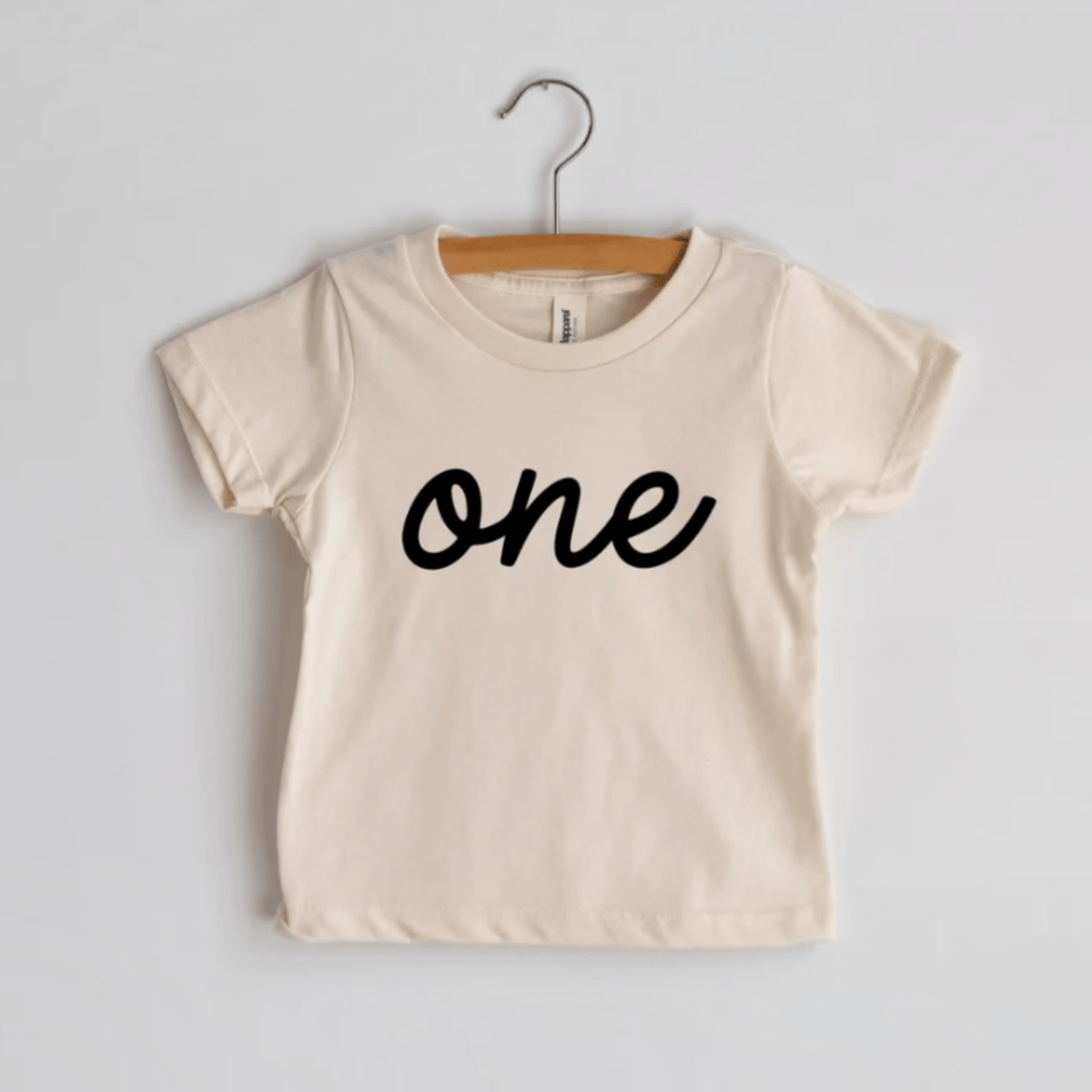 Gladfolk “One” Organic Script Tee – Cream (12–18 Months) by Gladfolk