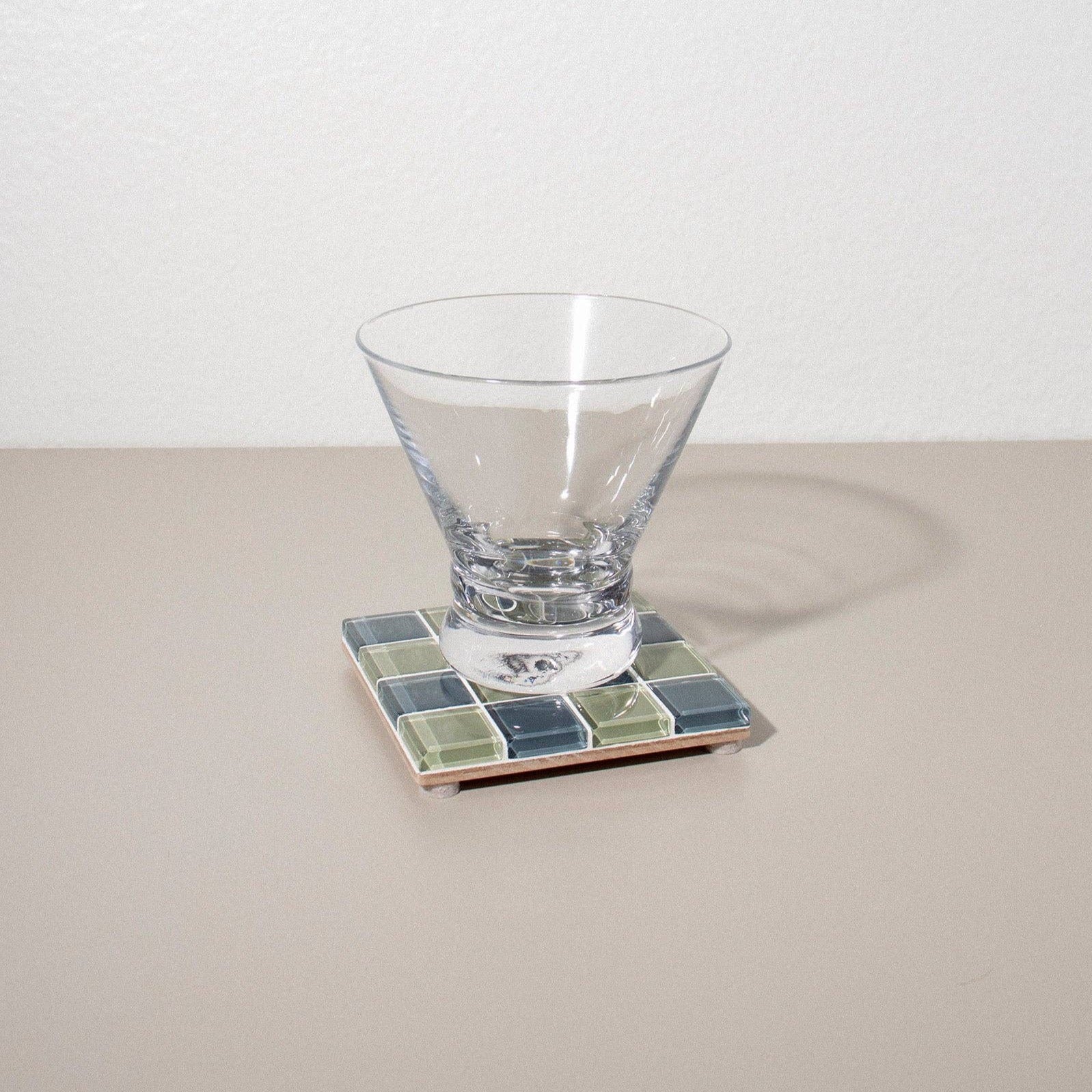 GLASS TILE COASTER - Dusted Moss: Single by Subtle Art Studios