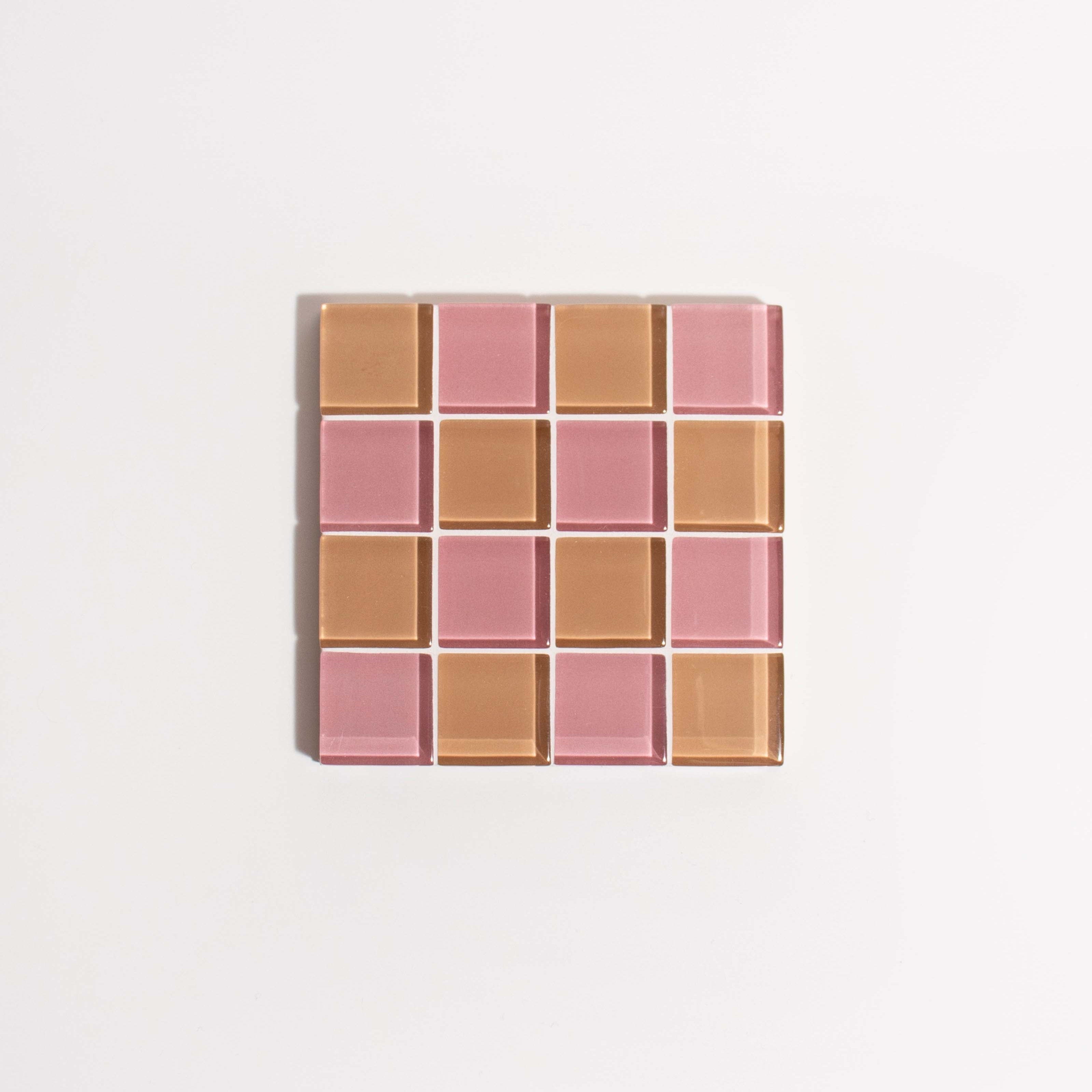 Glass Tile Coaster - Earthy Pink by Subtle Art Studios