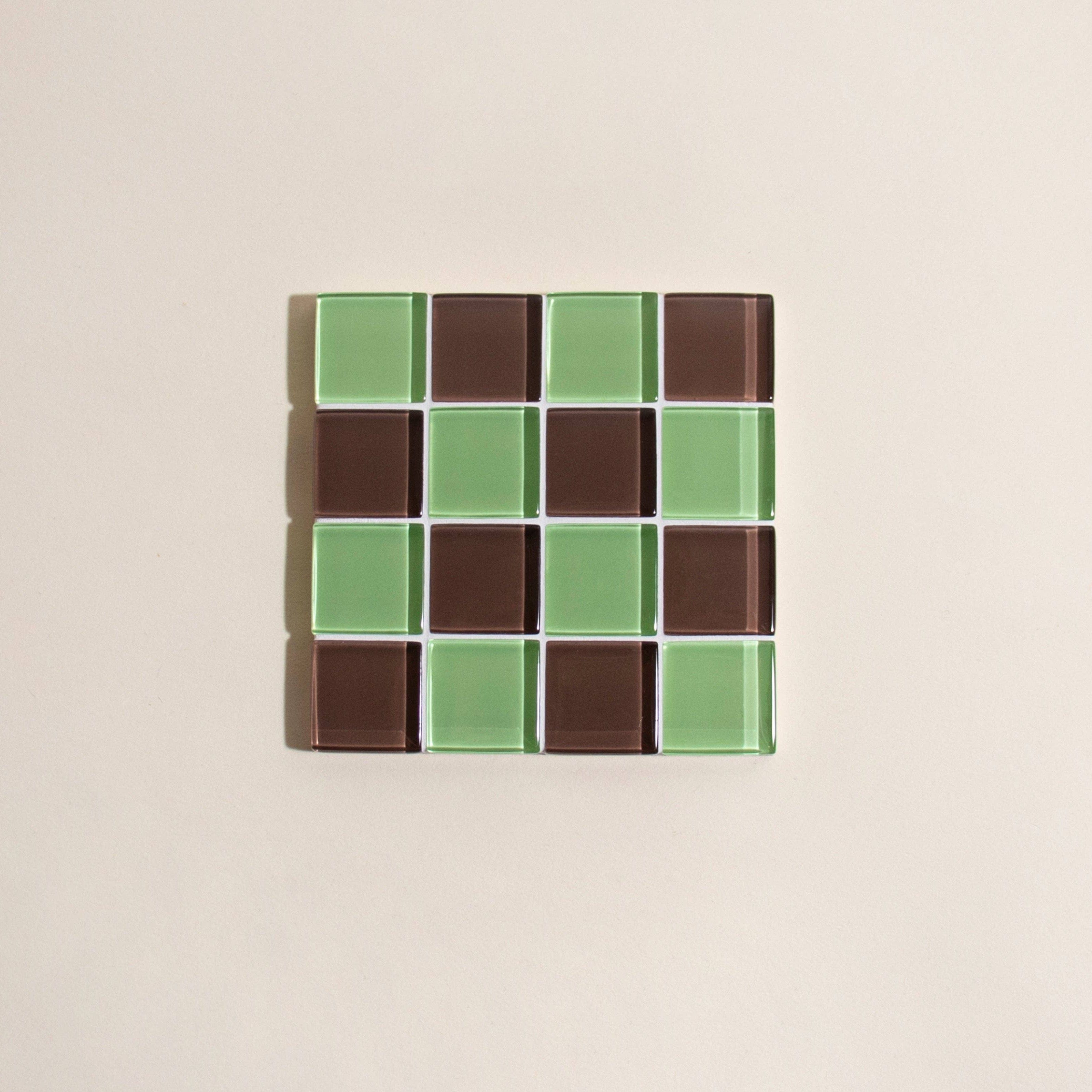 Glass Tile Coaster - Mint Dark Chocolate by Subtle Art Studios