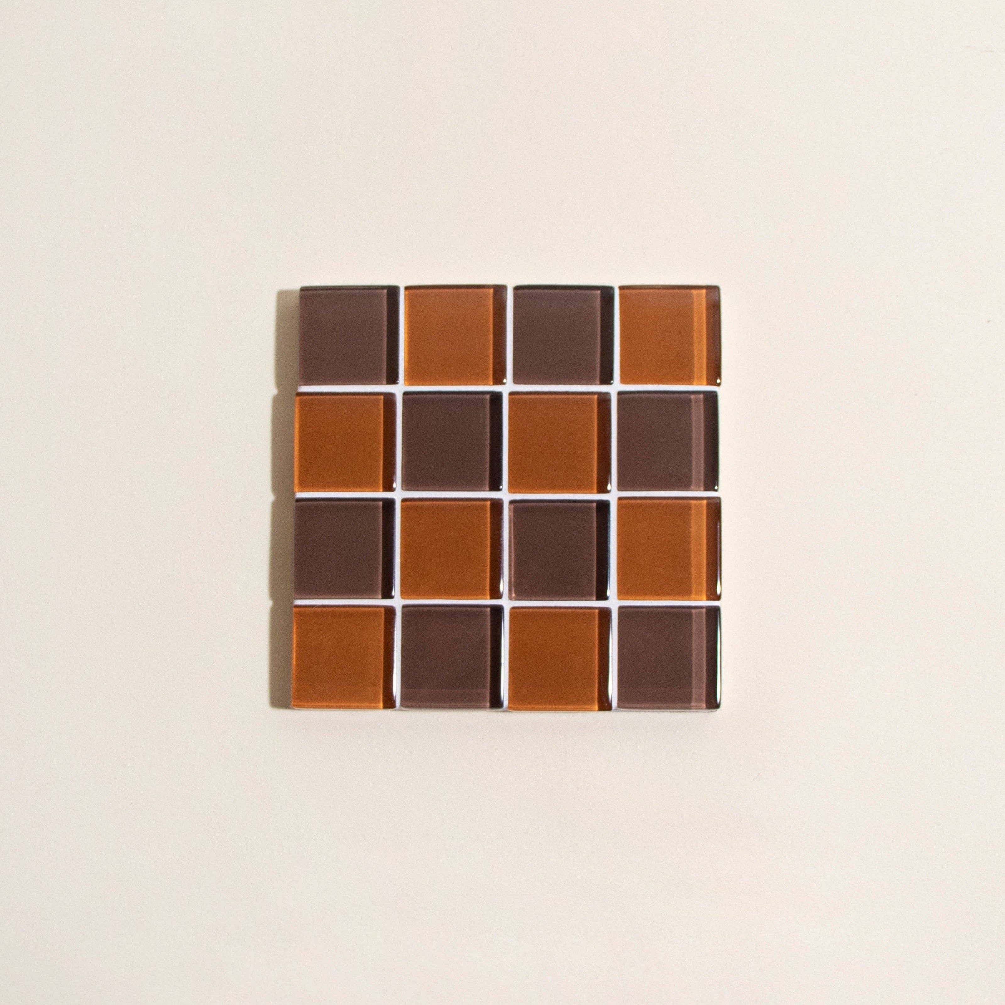 Glass Tile Coaster - Salted Caramel Dark Chocolate by Subtle Art Studios