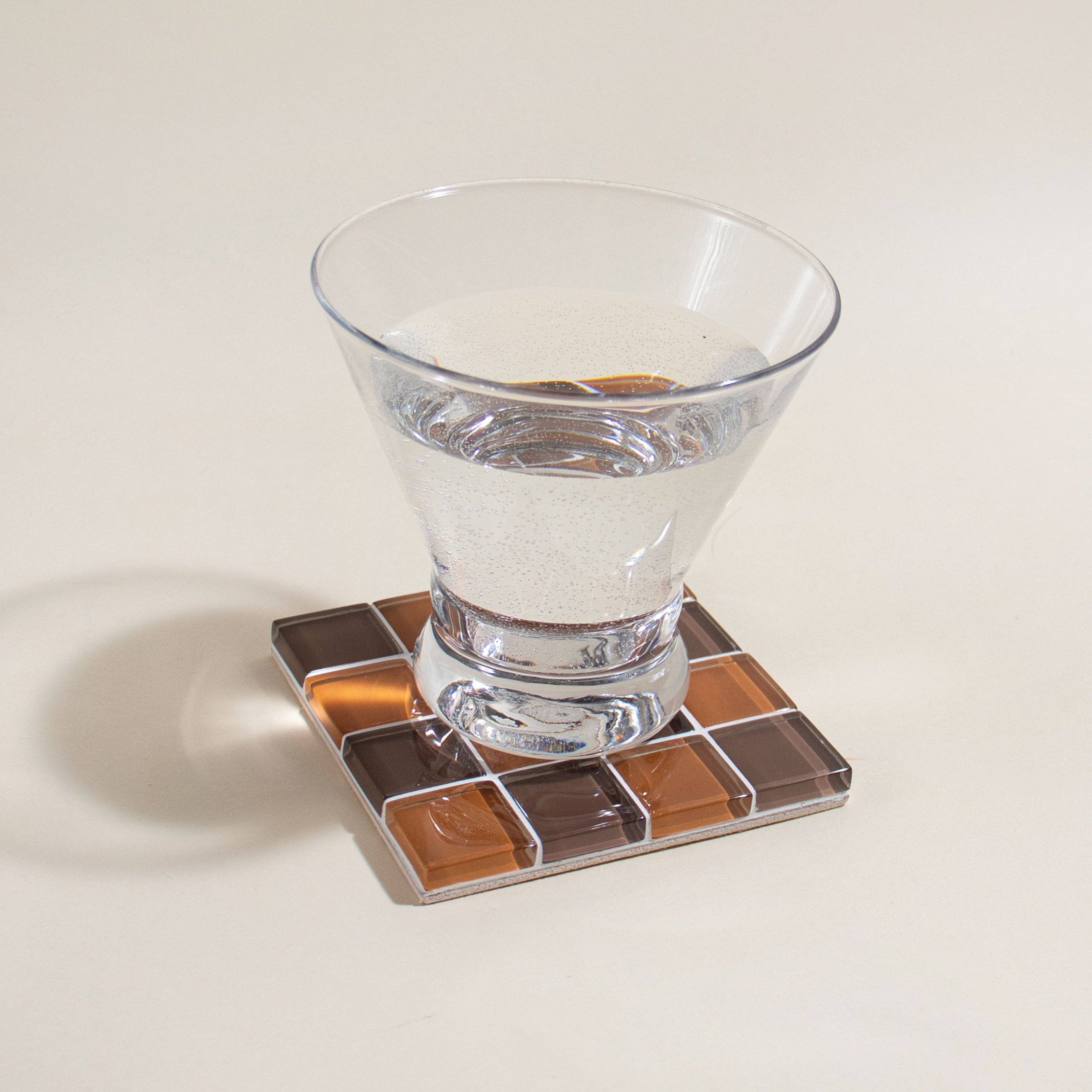 Glass Tile Coaster - Salted Caramel Dark Chocolate by Subtle Art Studios