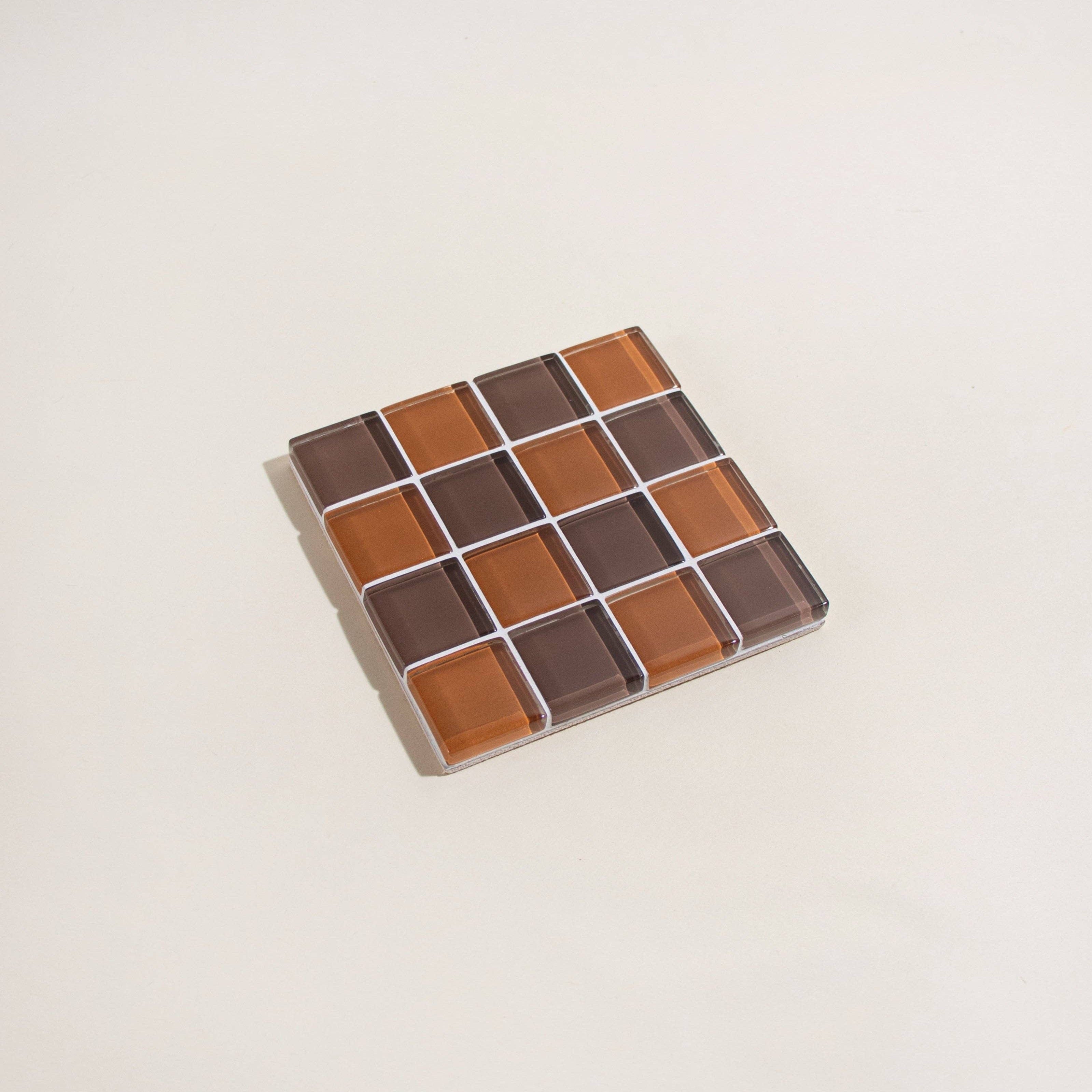 Glass Tile Coaster - Salted Caramel Dark Chocolate by Subtle Art Studios