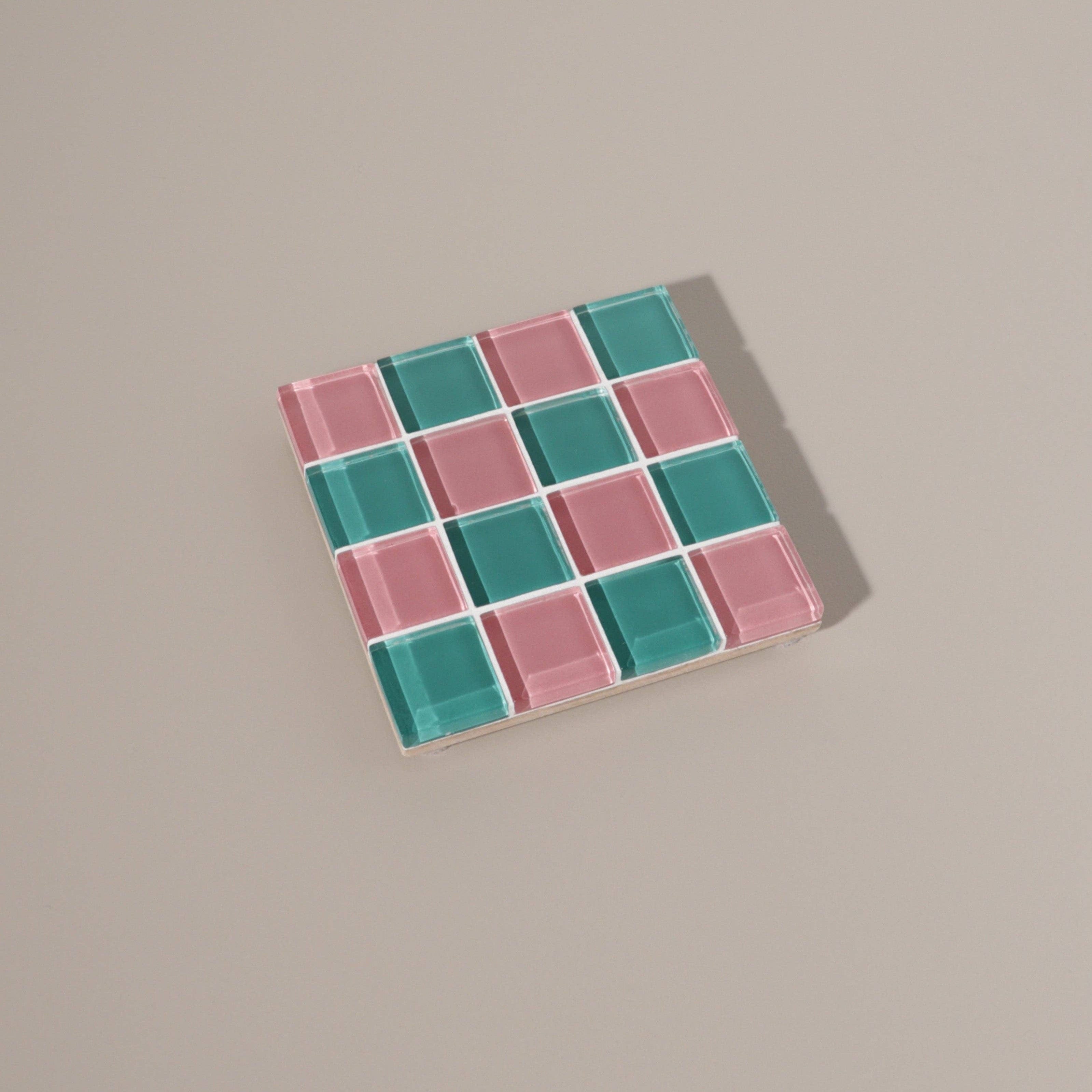 Glass Tile Coaster  - Sour Watermelon by Subtle Art Studios