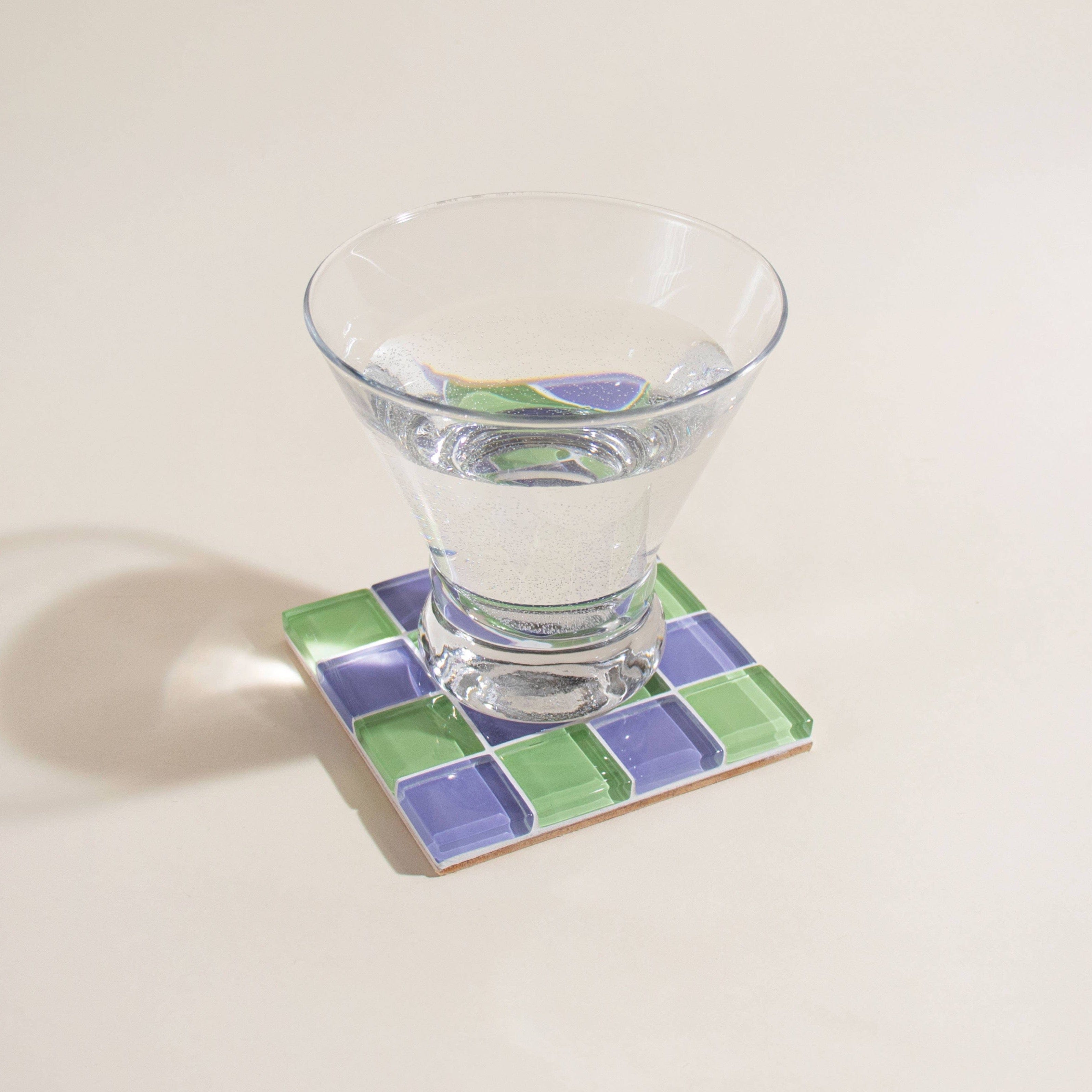Glass Tile Coaster - Ube Matcha Latte by Subtle Art Studios
