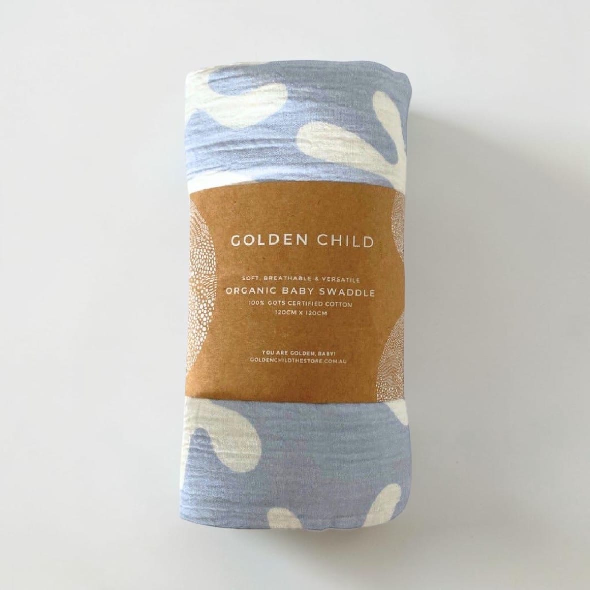 Golden Child Marine Dream Organic Cotton Baby Swaddle - Golden Blue by Golden Child