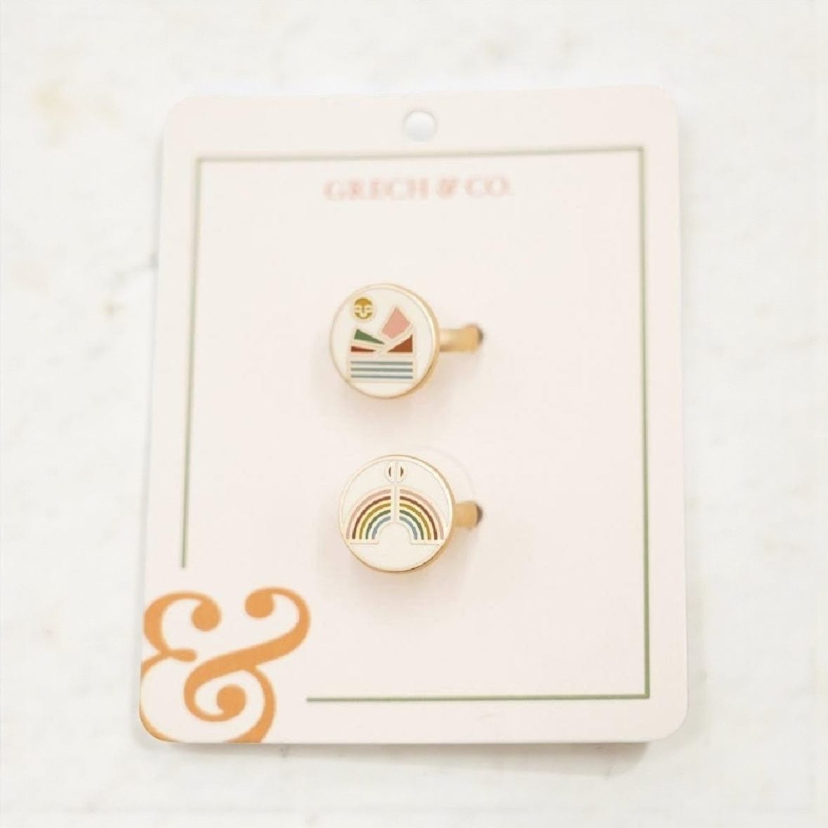 Grech & Co. Kid's Enamel Rings set of 2  - Landscape+Rainbow by Grech & Co.