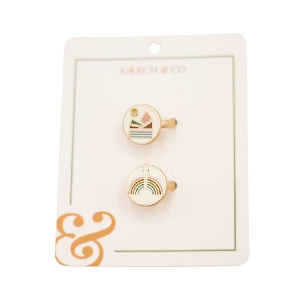 Grech & Co. Kids Enamel Rings – Boho Minimalist Collection (Set of 2) Landscape and Rainbow by Grech & Co.