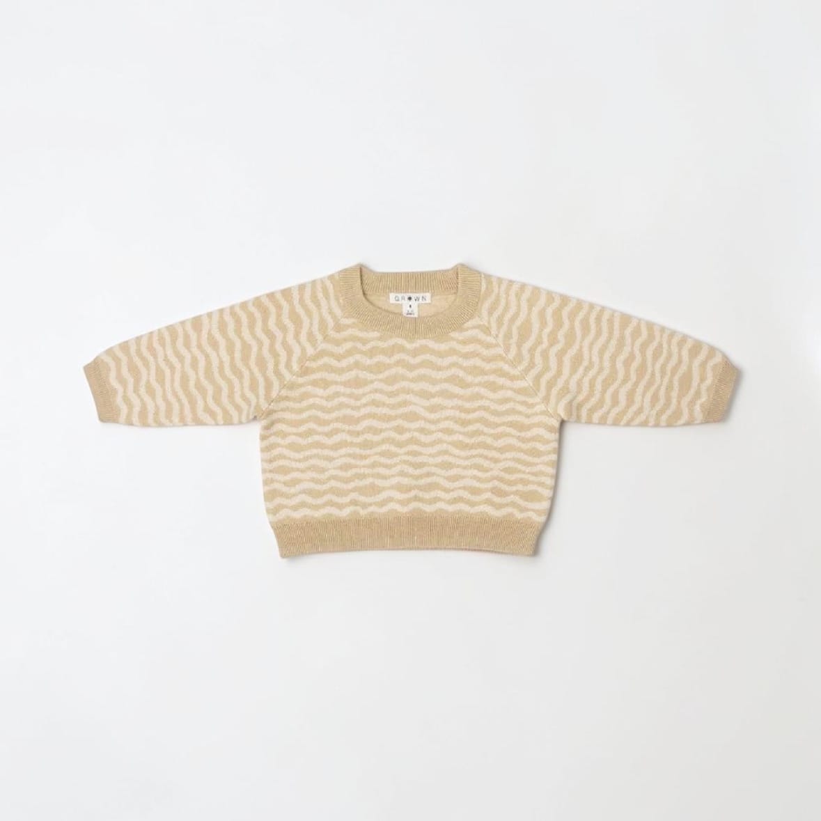 Grown Clothing 100% Organic Cotton Jacquard Pullover – River Design (Size 000) by Grown Clothing