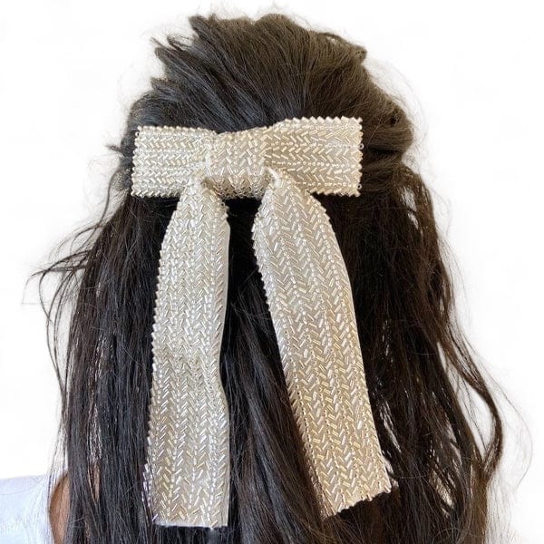 Hand Sewn Beaded Hair Bow Barrettes in 3 Styles by Solar Eclipse