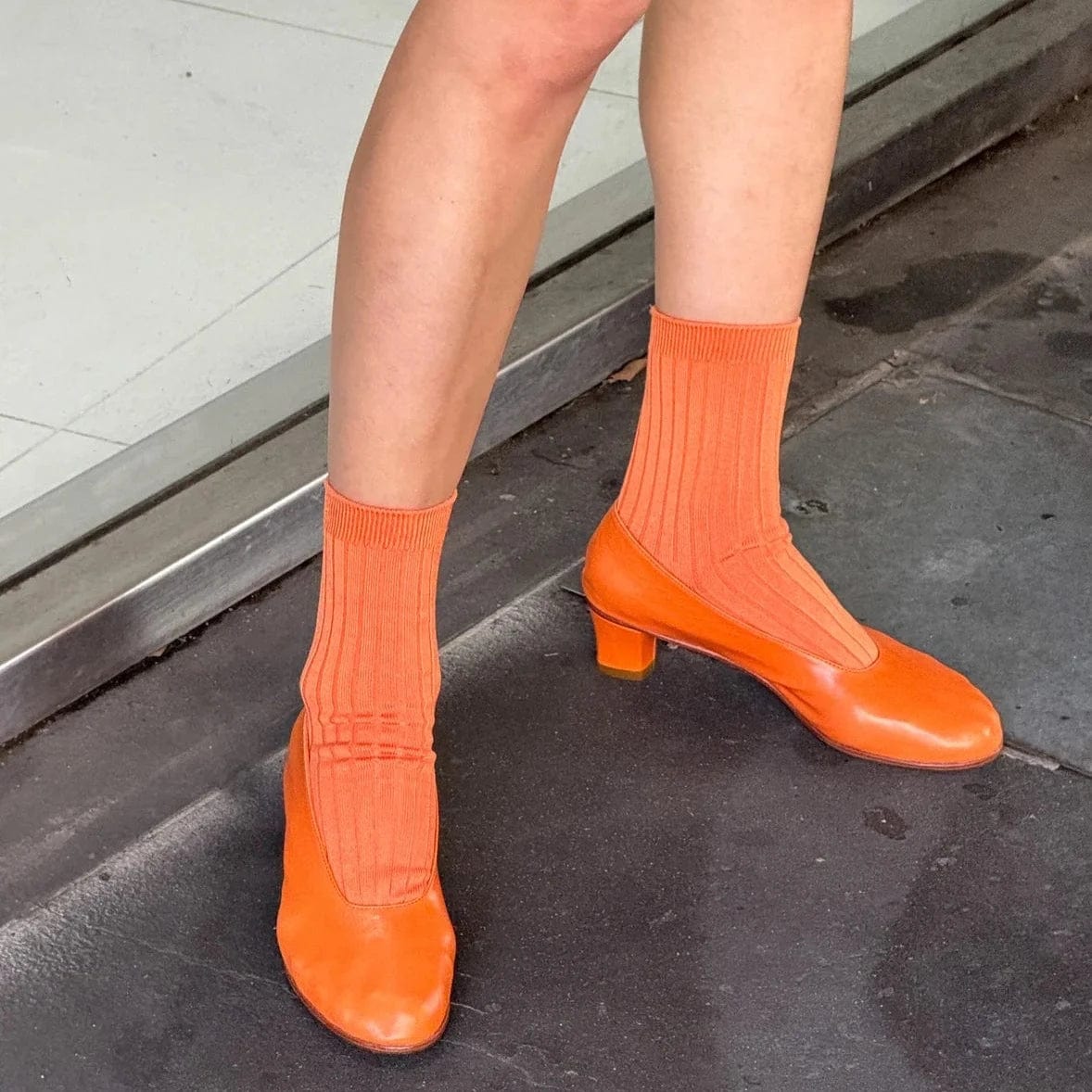 HER Socks in 11 Cotton Rib + 7 Glitter Colours TANGERINE by Le Bon Shoppe