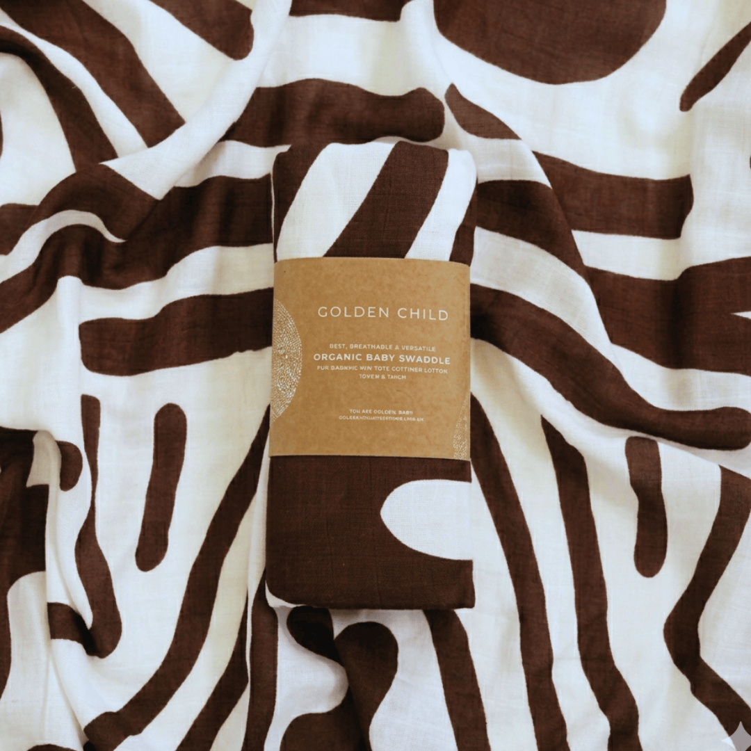 Holiday Patterned Baby Swaddle - Choco & Milk by Golden Child