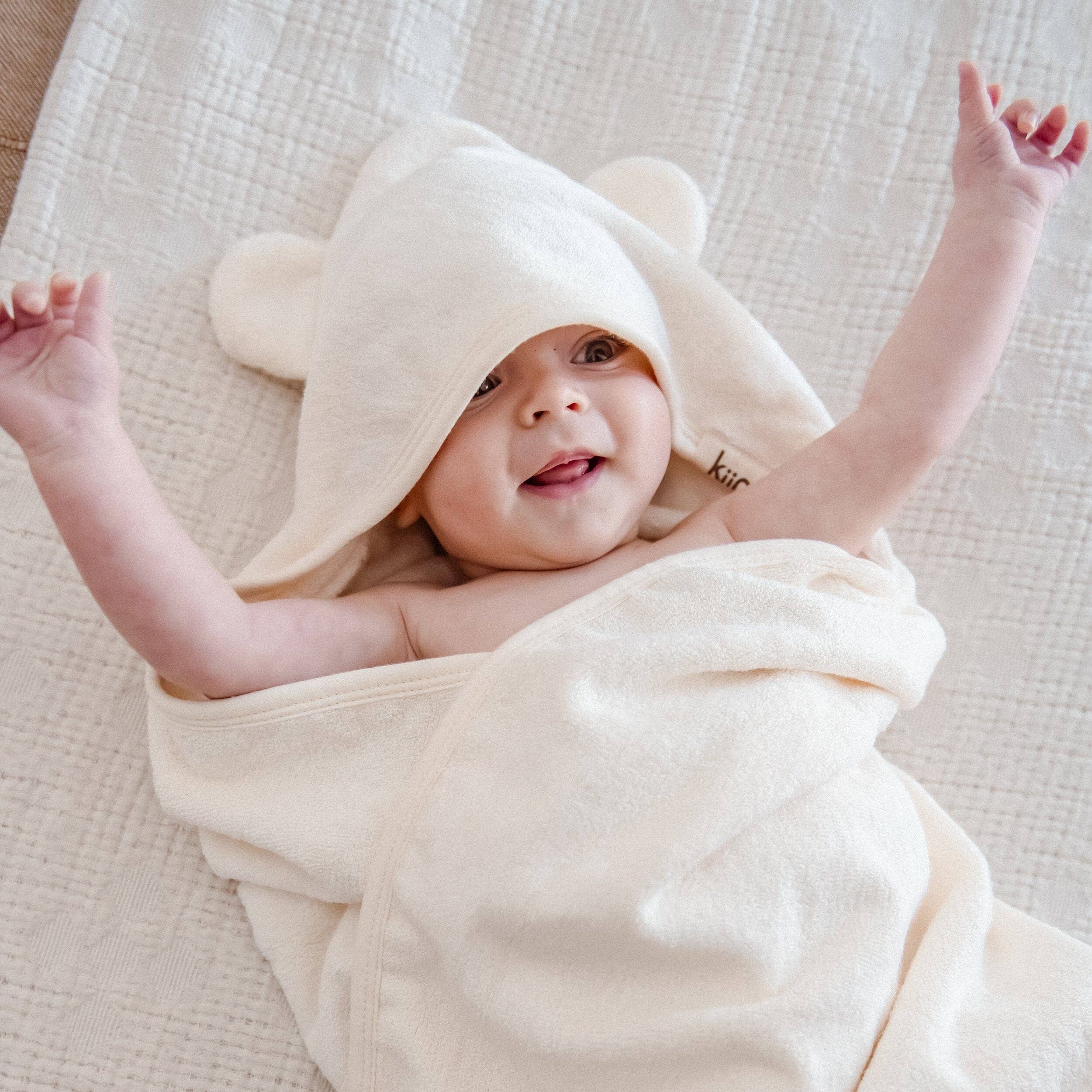 Kiin Baby Hooded Towel - Premium Bamboo Cotton Baby Bath Towel with Bear Ears by Kiin Baby