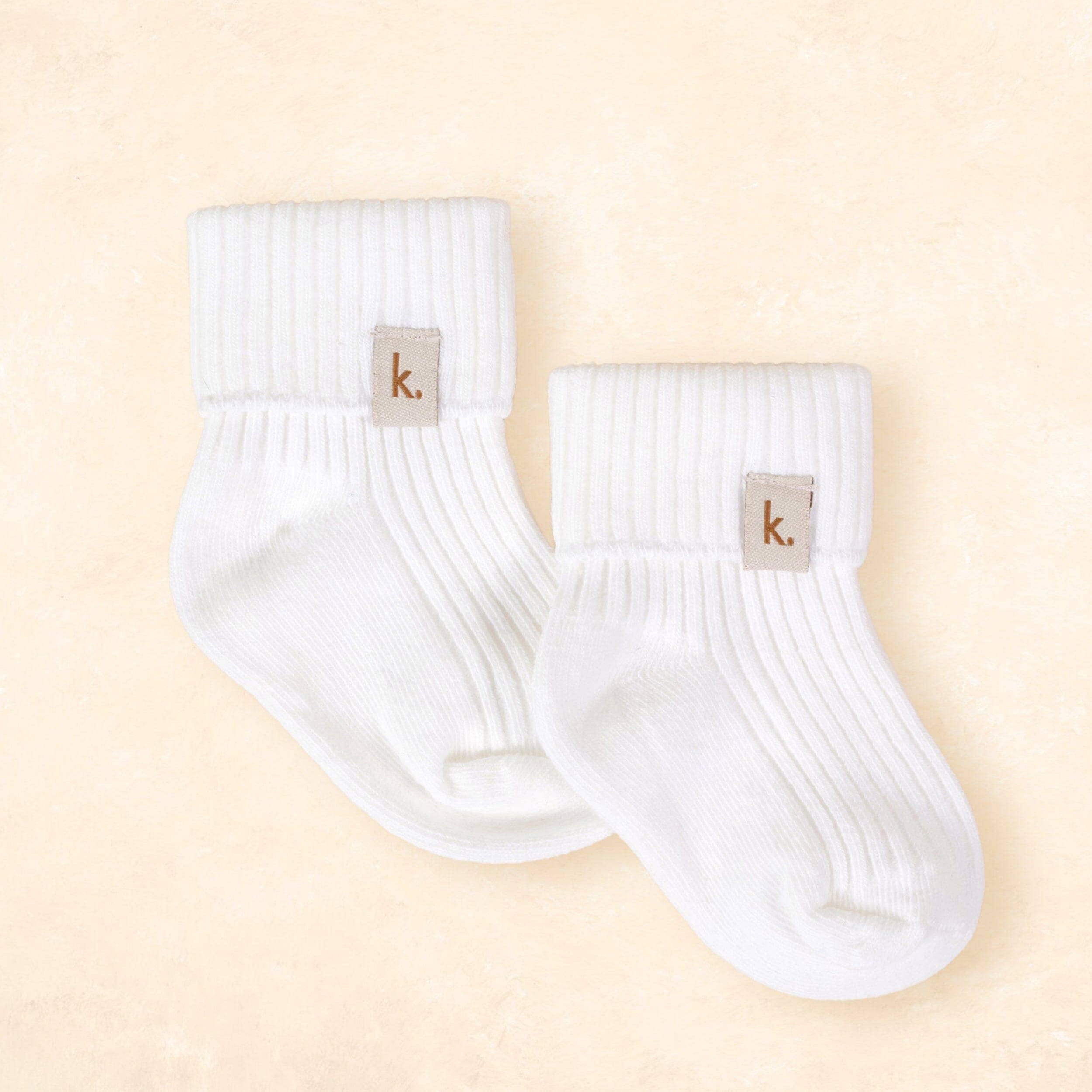 Kiin Cotton Ribbed Baby Socks Ivory / 0 - 6 Months by Kiin Baby
