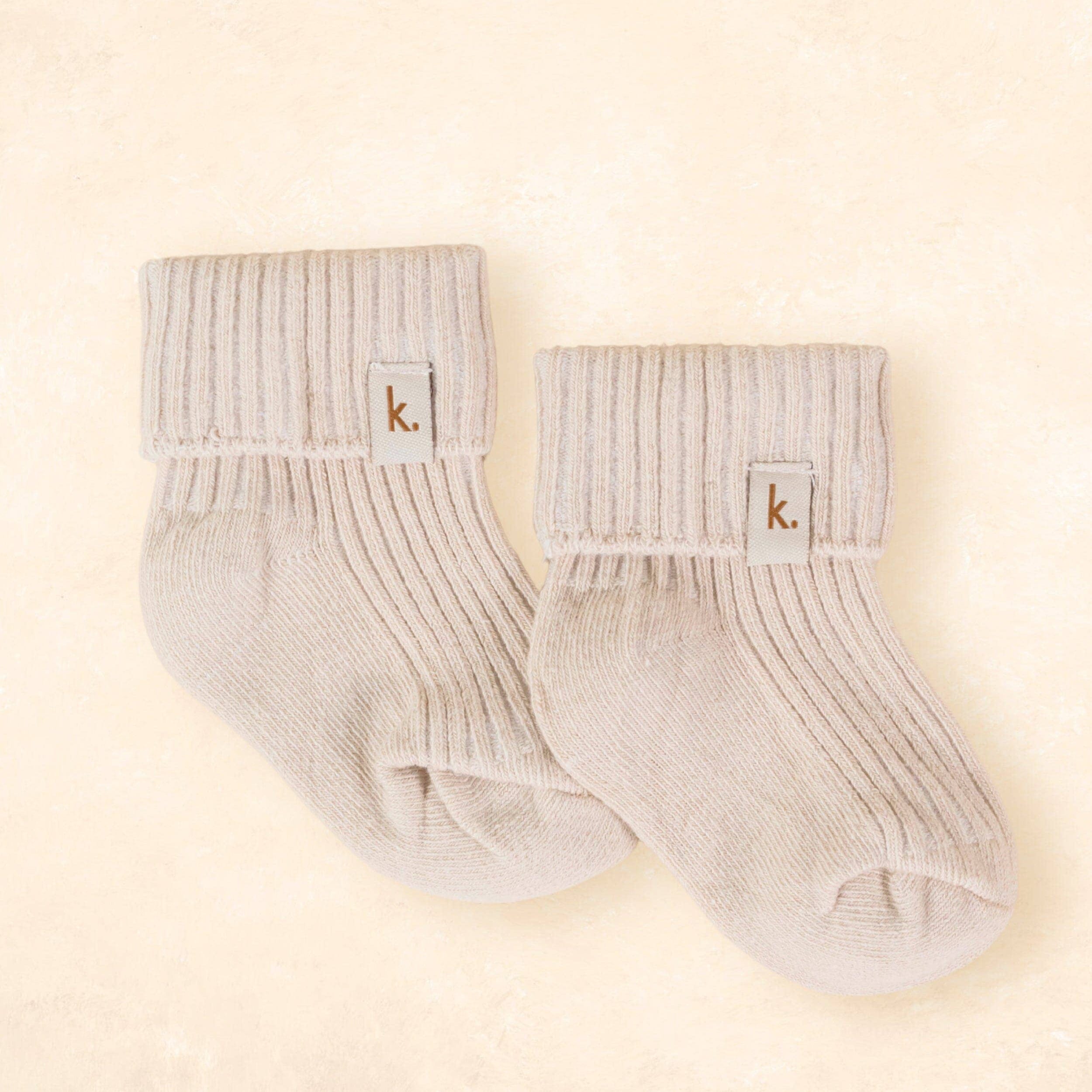 Kiin Cotton Ribbed Baby Socks Oat / 0 - 6 Months by Kiin Baby