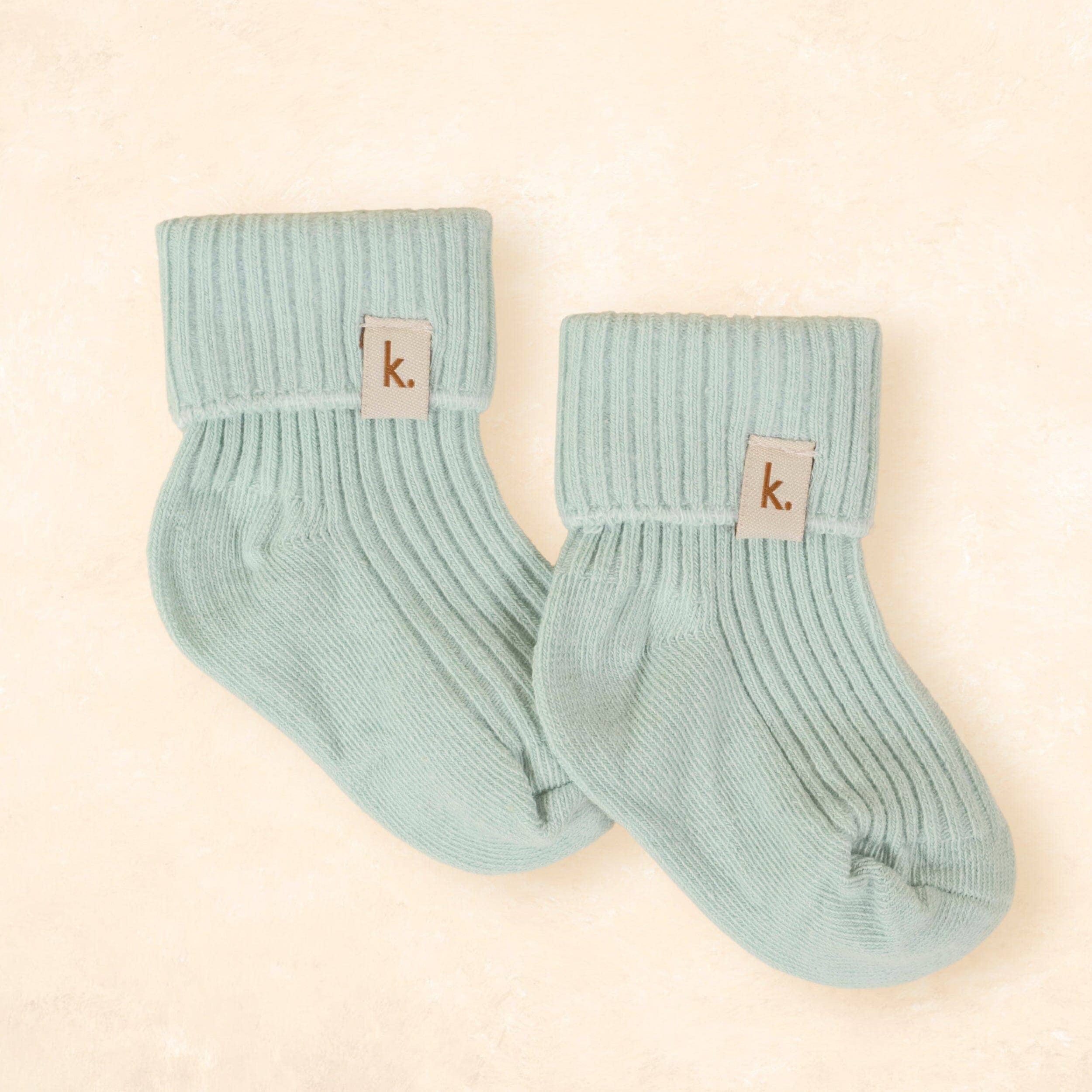 Kiin Cotton Ribbed Baby Socks Sage / 0 - 6 Months by Kiin Baby