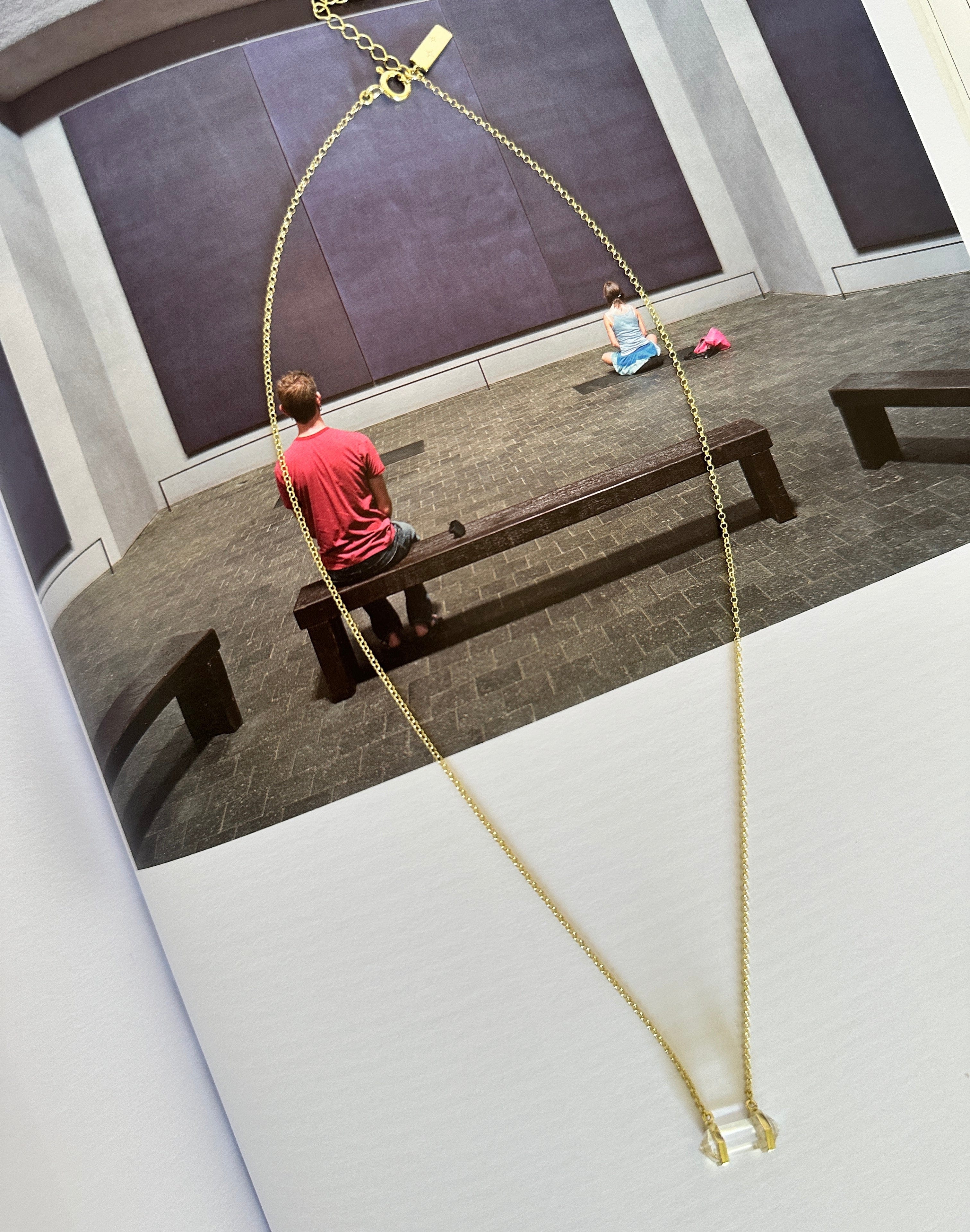 Krystle Knight Teeny Tiny Mini Healing Necklace Clear Quartz in Gold Silver and Rose Gold by Krystle Knight