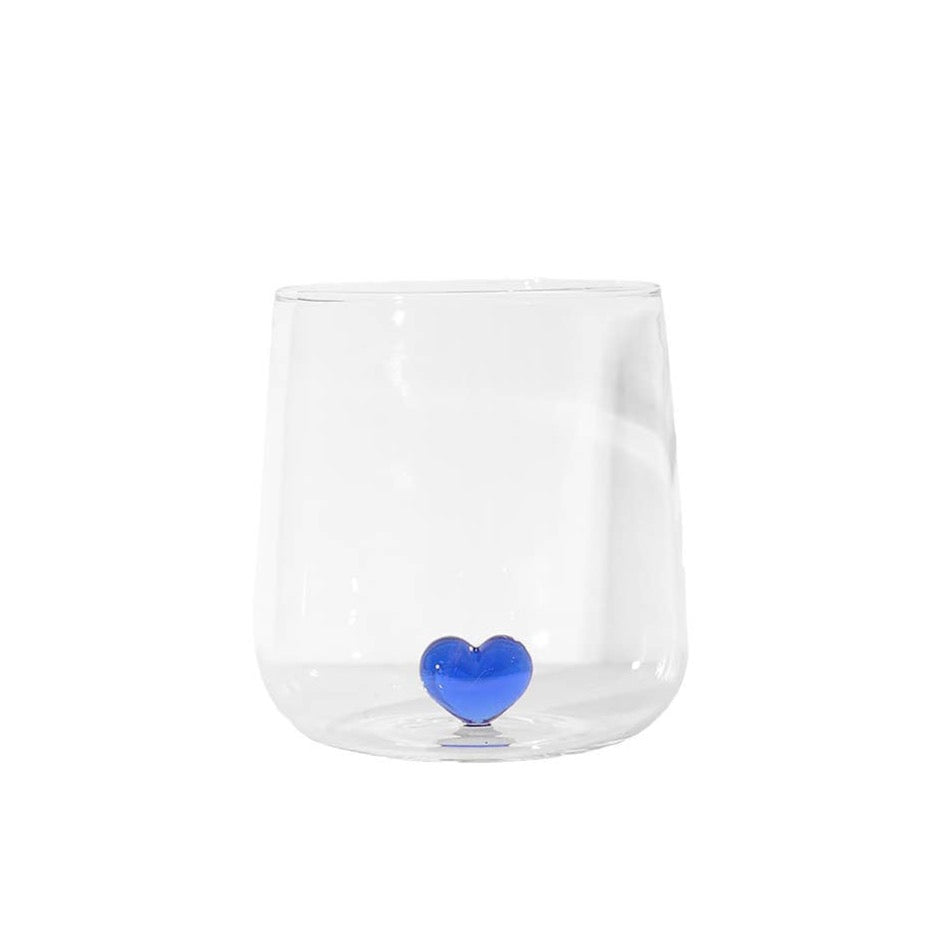 "L'amour" Glass With Blue Love Heart by TUTU Home