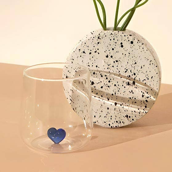 "L'amour" Glass With Blue Love Heart by TUTU Home