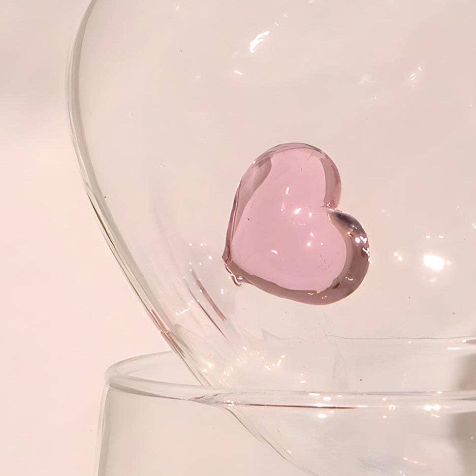 "L'amour" Glass With Love Heart - Blue or Pink by TUTU Home