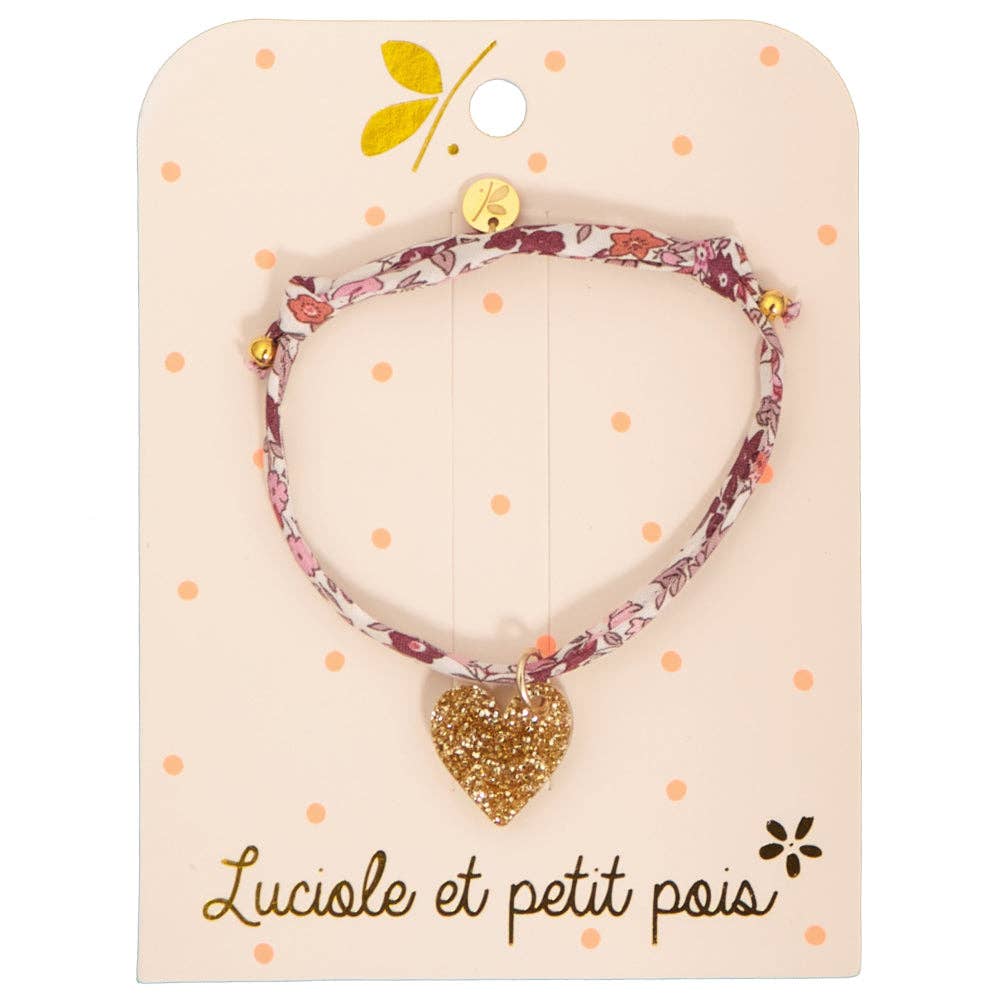 Liberty Ava spring bracelet (gold heart) by Luciole et Petit Pois