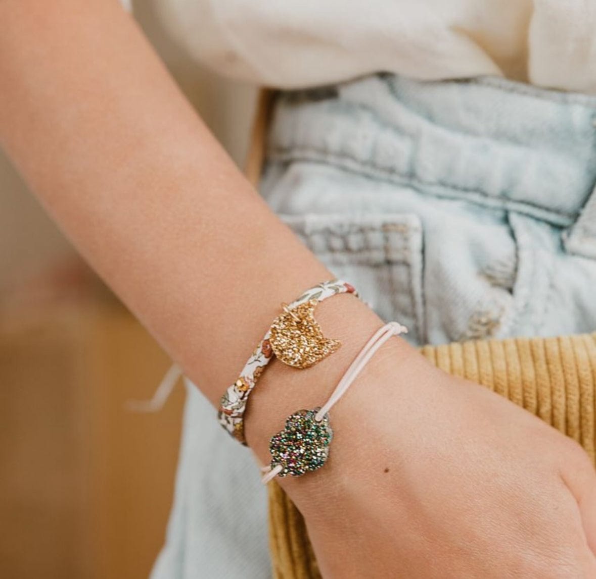 Liberty Ava Spring Bracelet with Gold Heart by Luciole et Petit Pois